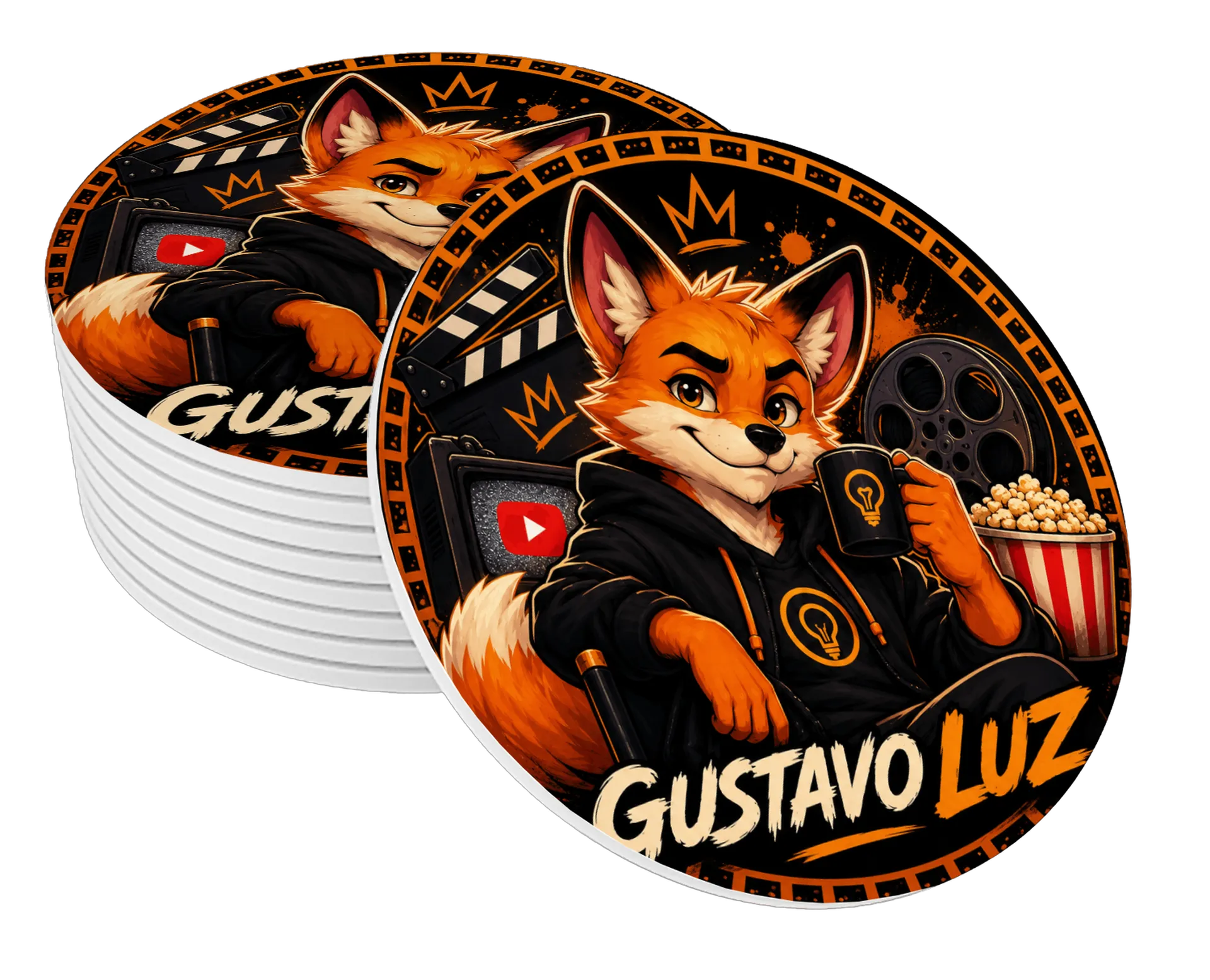 Porta-copo cinéfilo mascote Foxy Luz MDF - Imagem 1
