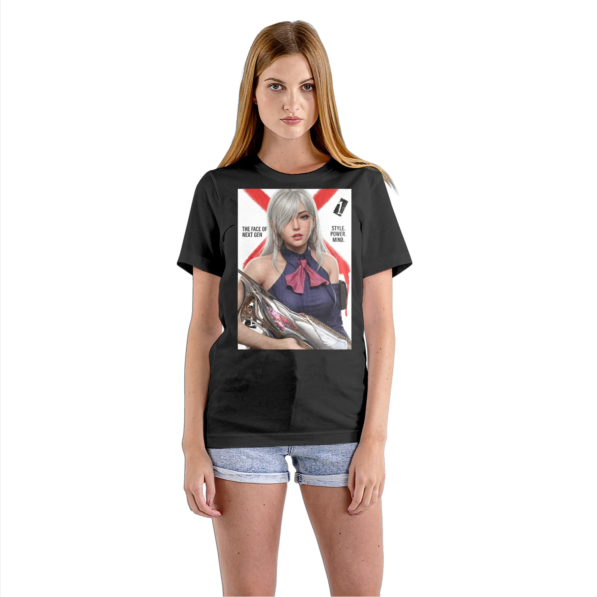 Camiseta Babylook Personagem de Cabelo Prateado 100% Algodão - Imagem 3