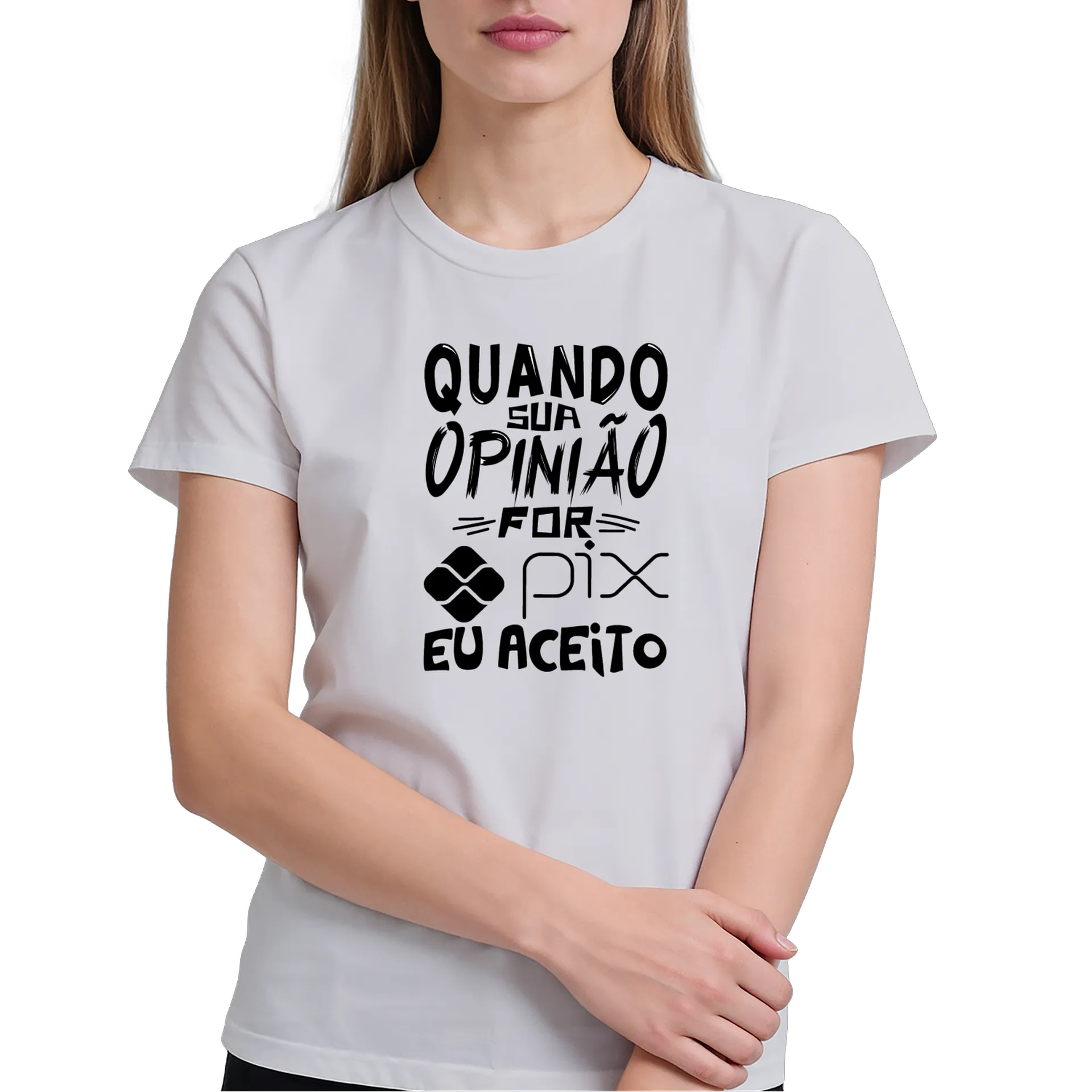 Camiseta Estampa Tipográfica Opinião Pix 100% Algodão - Imagem 4