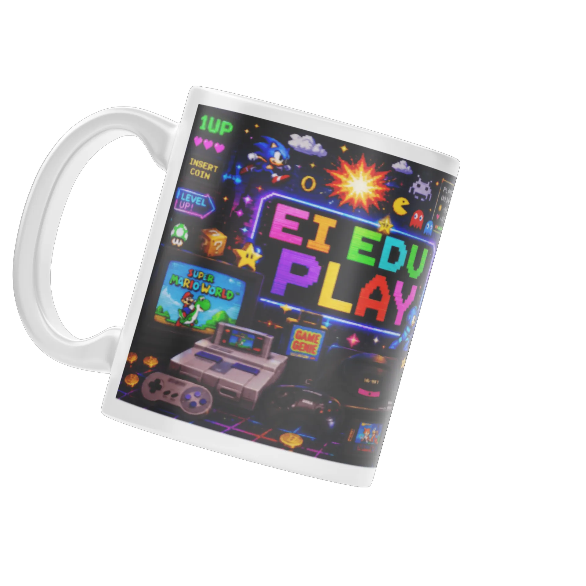 Caneca Porcelana Estampa Retro Videogame 325ml de Ei Edu Play
