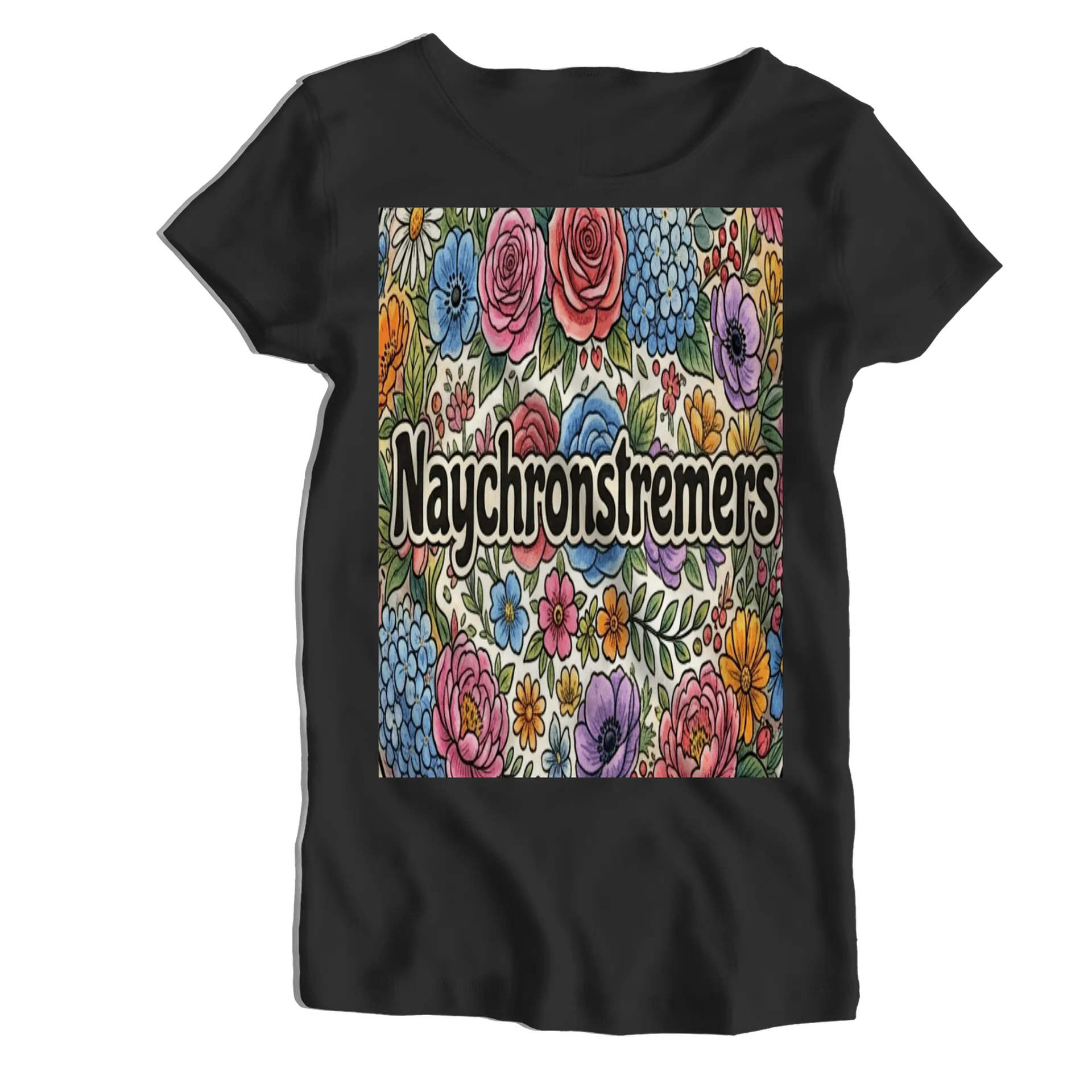 Camiseta Babylook Estampa Floral Tipográfica Naychostreamers - Imagem 1