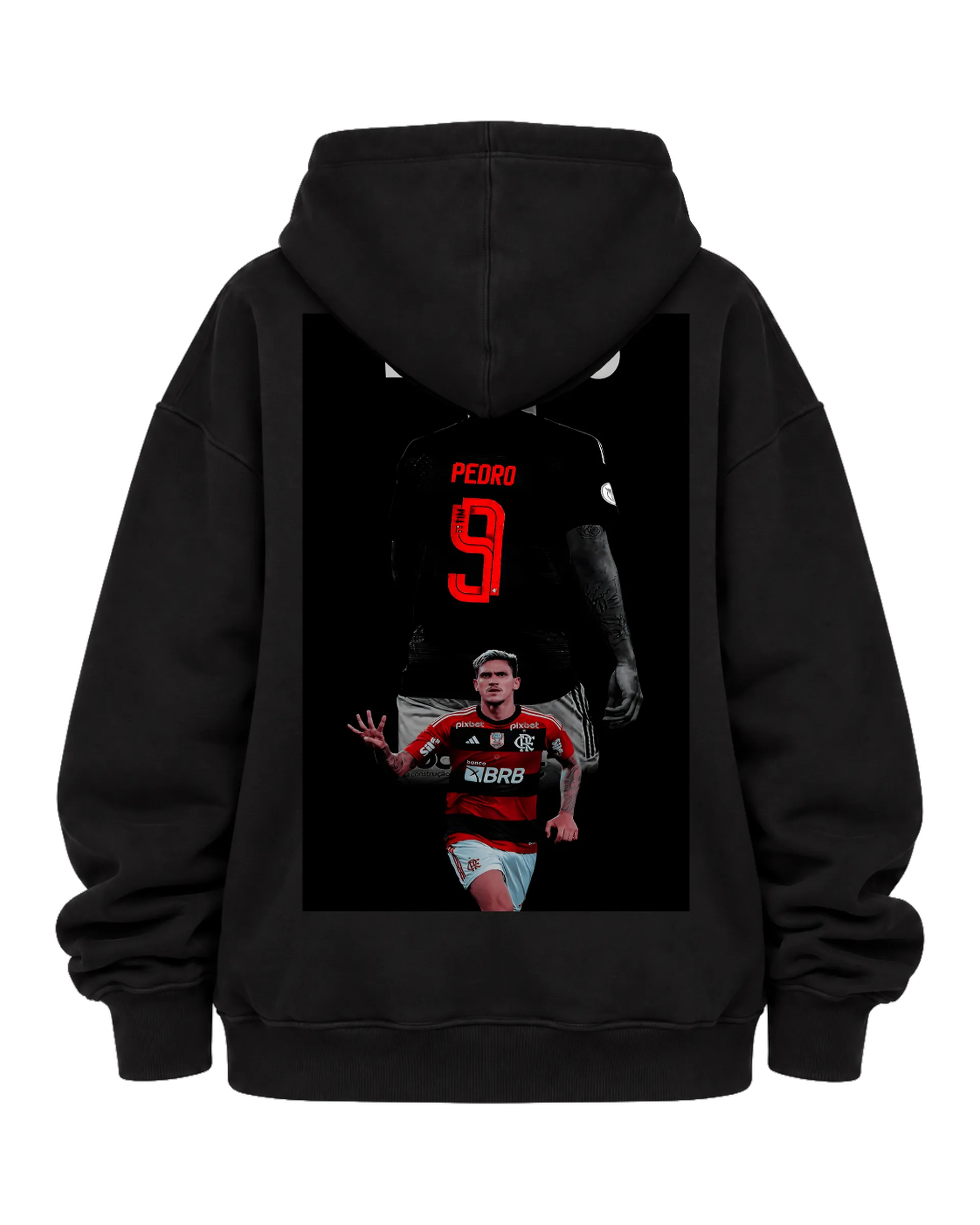 Blusa Moletom Canguru Pedro Flamengo Estampa Vermelha Preta - Imagem 6