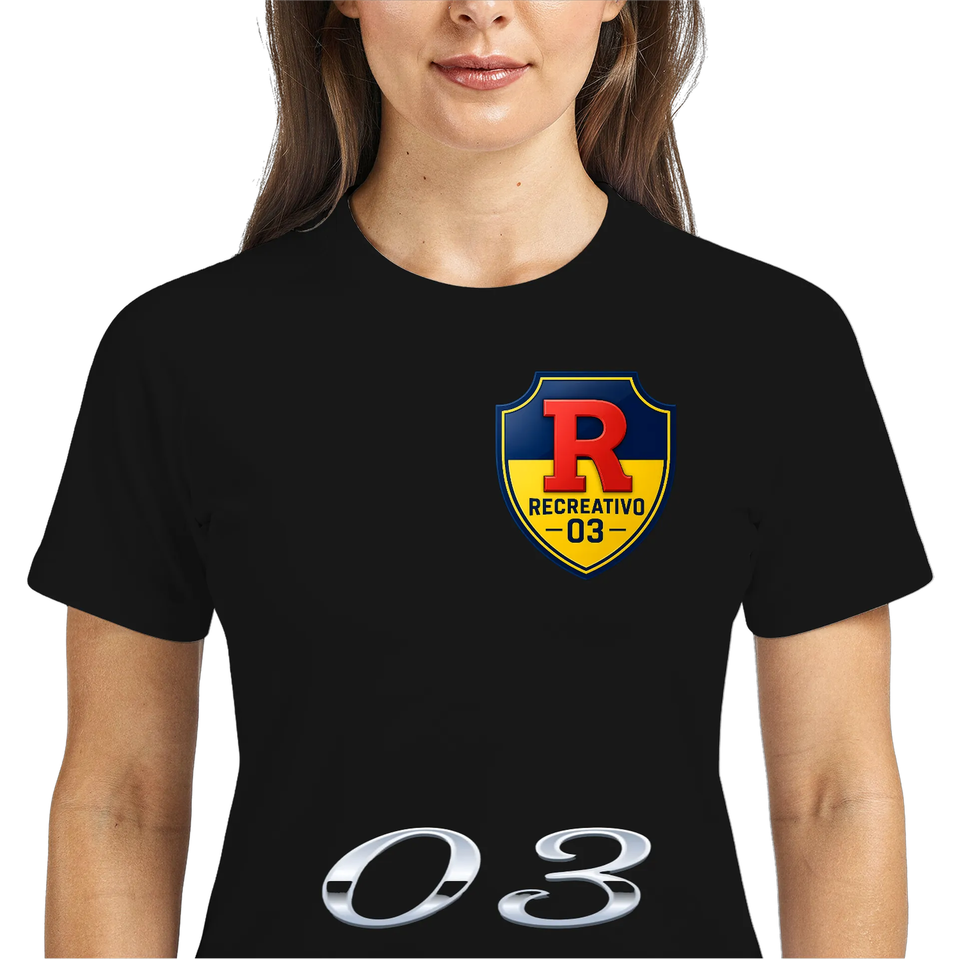 Camiseta Dry Fit Escudo Recreativo 03 Vermelho e Amarelo - Imagem 3