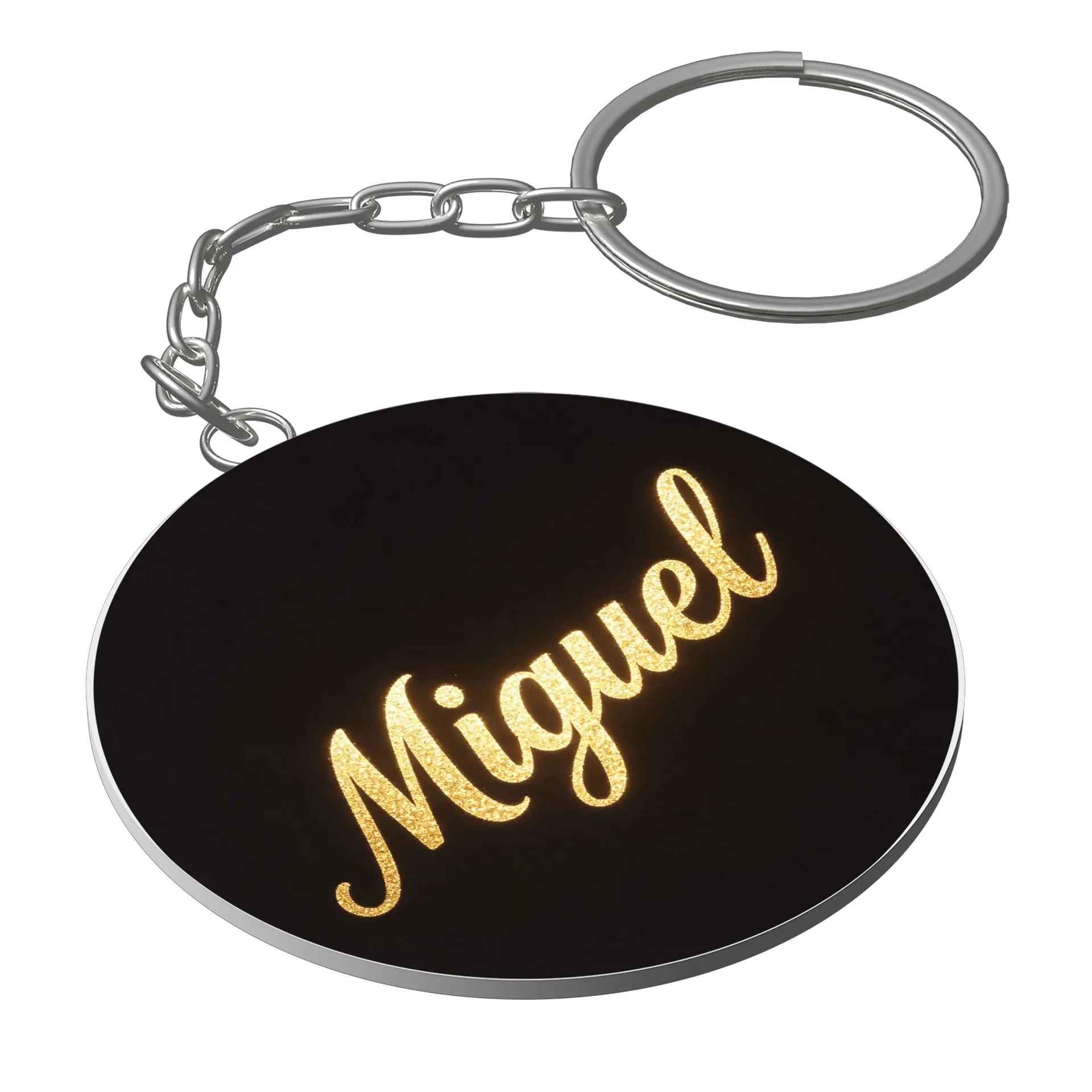 Chaveiro MDF Nome Miguel Estampa Letras Douradas - Imagem 1