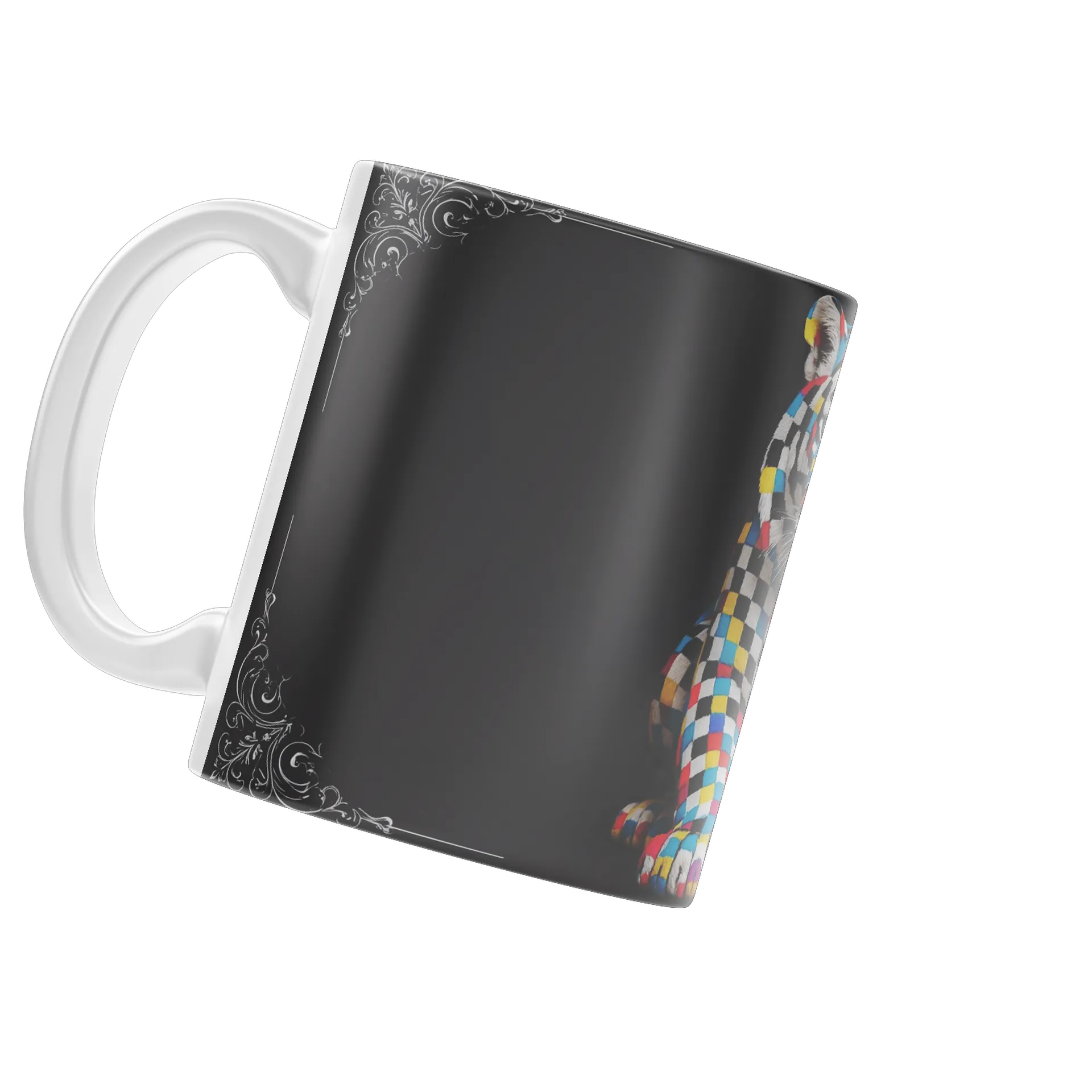Caneca Tigre Quadriculado Colorido Porcelana 325ml - Imagem 3