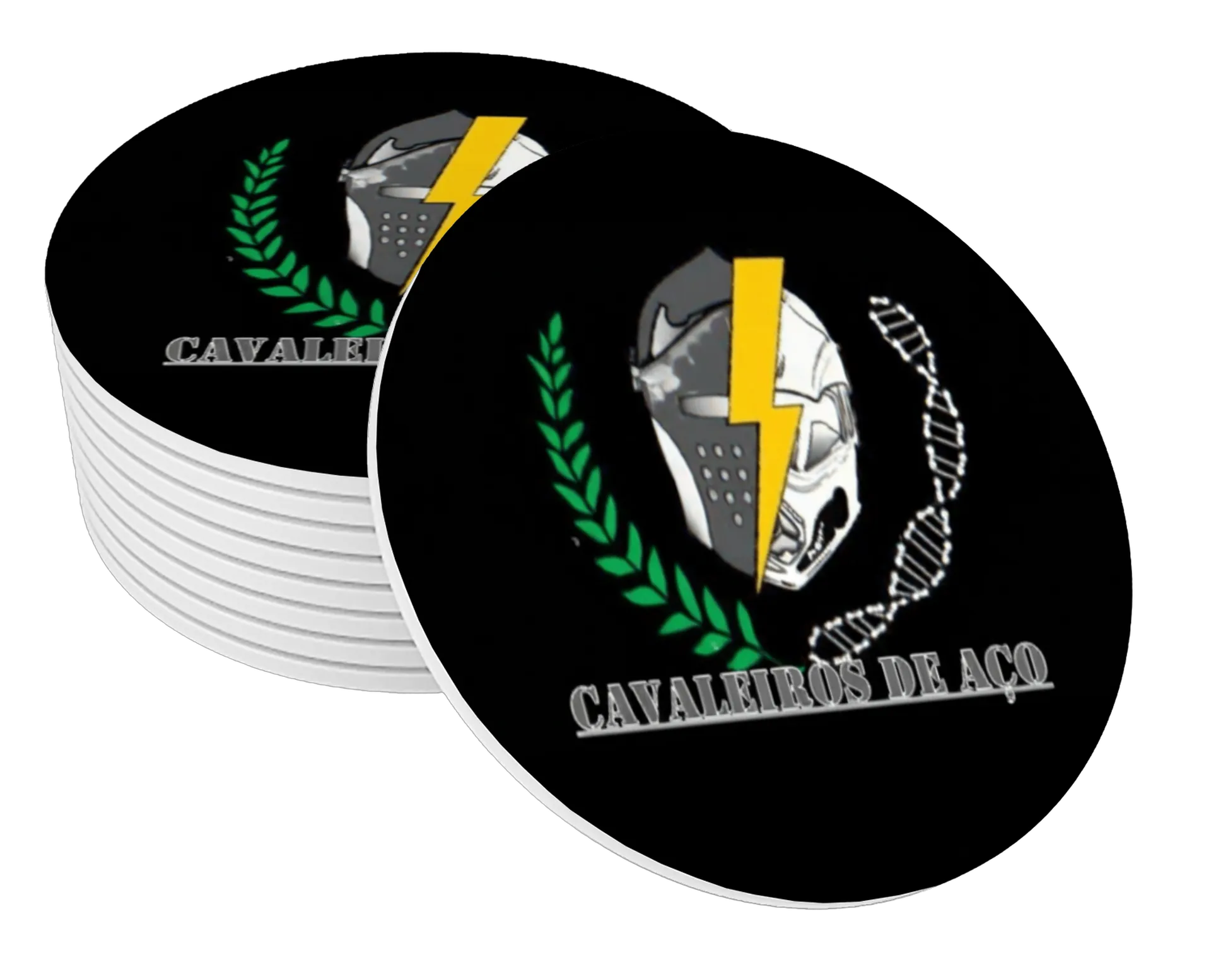 Porta-copo Cavaleiros de Aço Capacete e Raio MDF - Imagem 1