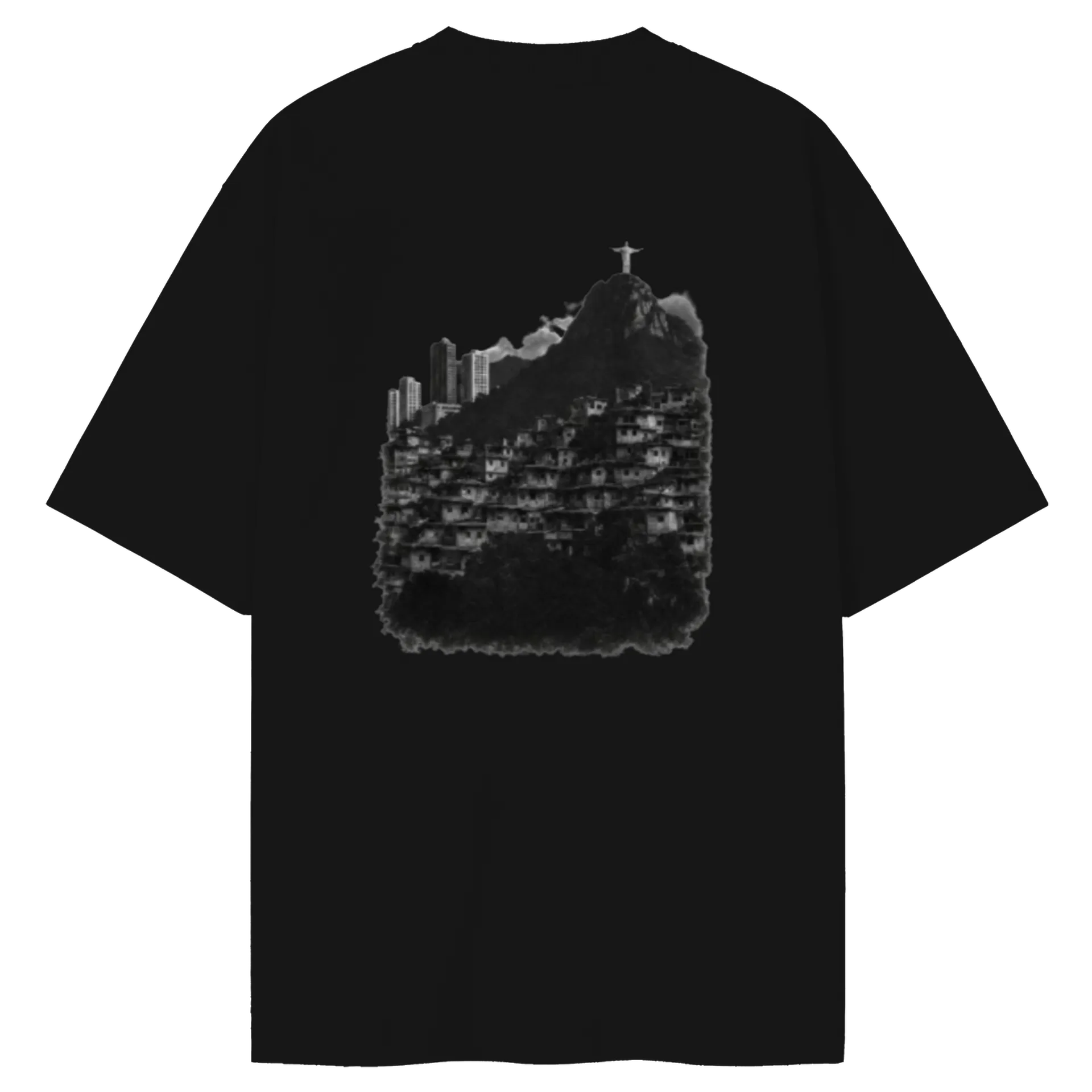 Camiseta Oversized Arte Cidade Rio de Janeiro Preto - Imagem 2