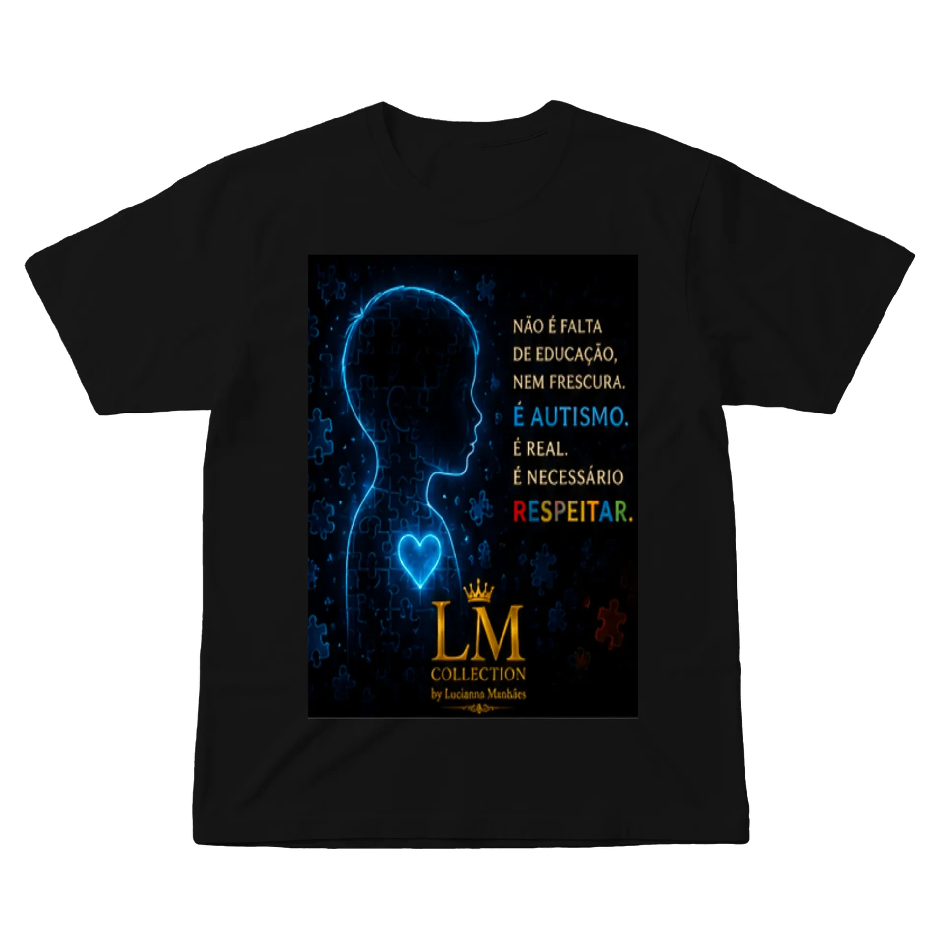 Camiseta Estampa Autismo Azul 100% Algodão - Imagem 1