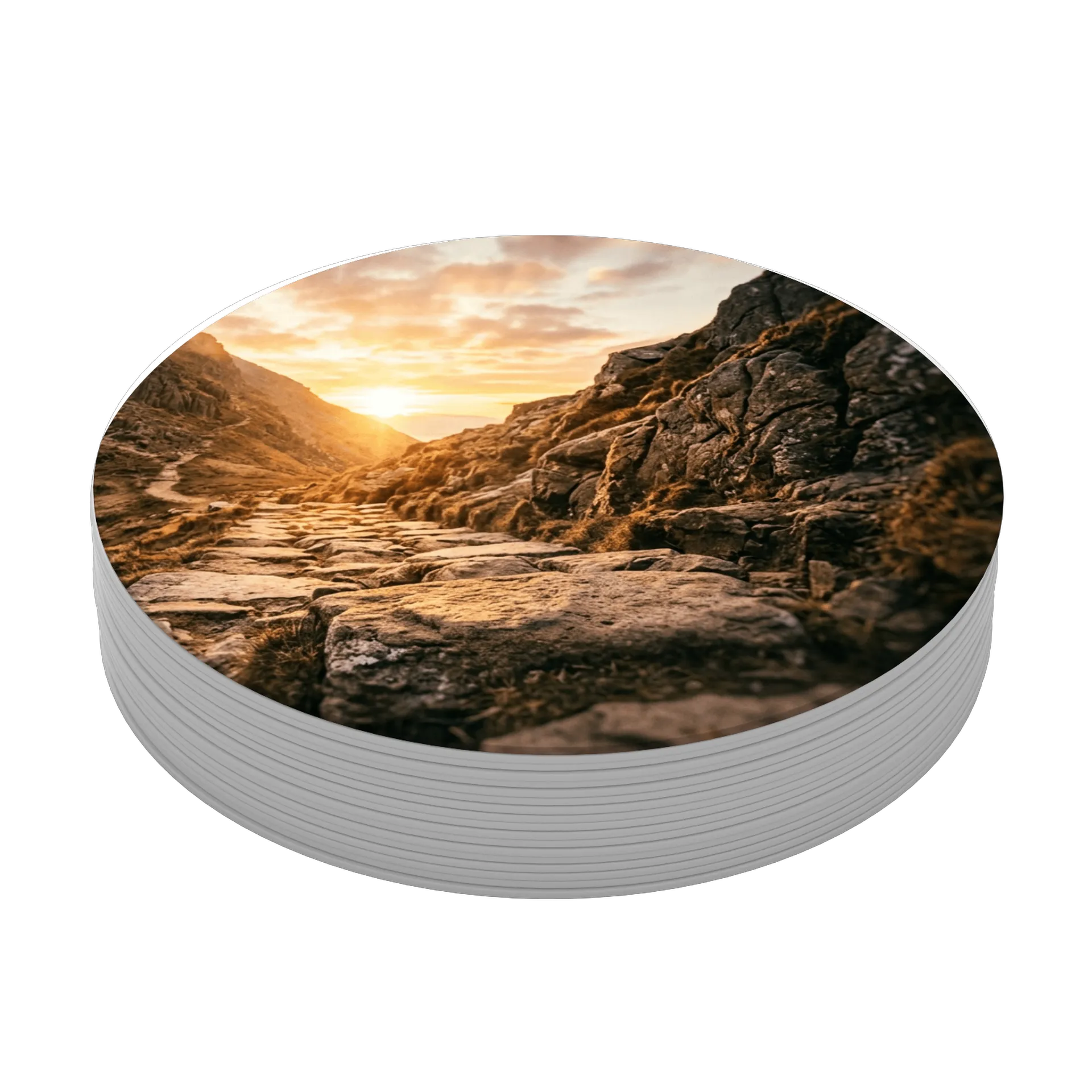 Porta-copo Paisagem Caminho Rochoso ao Pôr do Sol MDF - Imagem 3