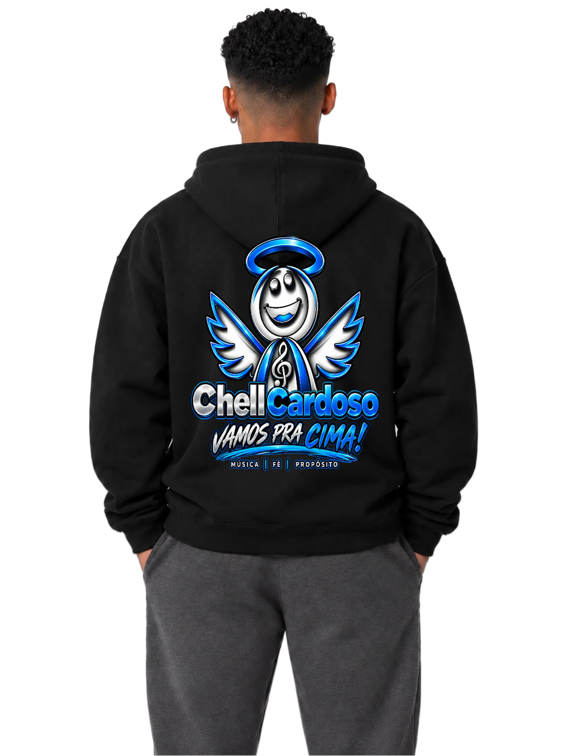 Blusa Moletom Angelical Blue Letra ChellCardboso de Chell Cardoso — imagem 4 de 6