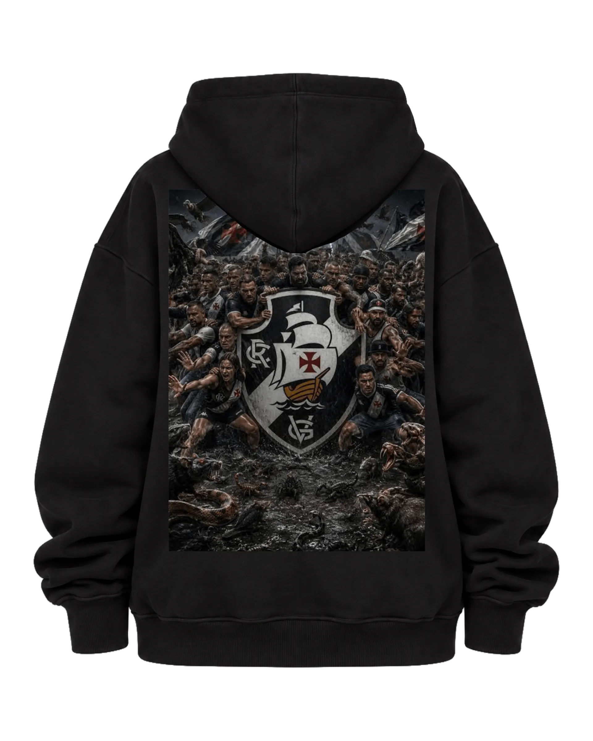 Blusa Moletom Canguru Escudo com Navio e Cruz Vermelha - Imagem 6