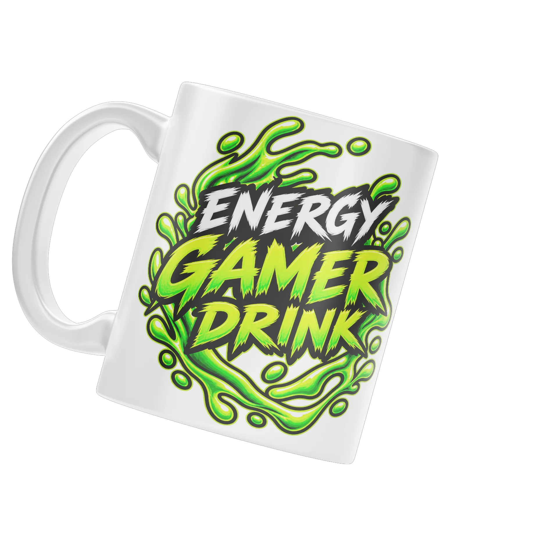 Caneca ENERGY GAMER Tipográfica Verde e Controle - 325ml - Imagem 3