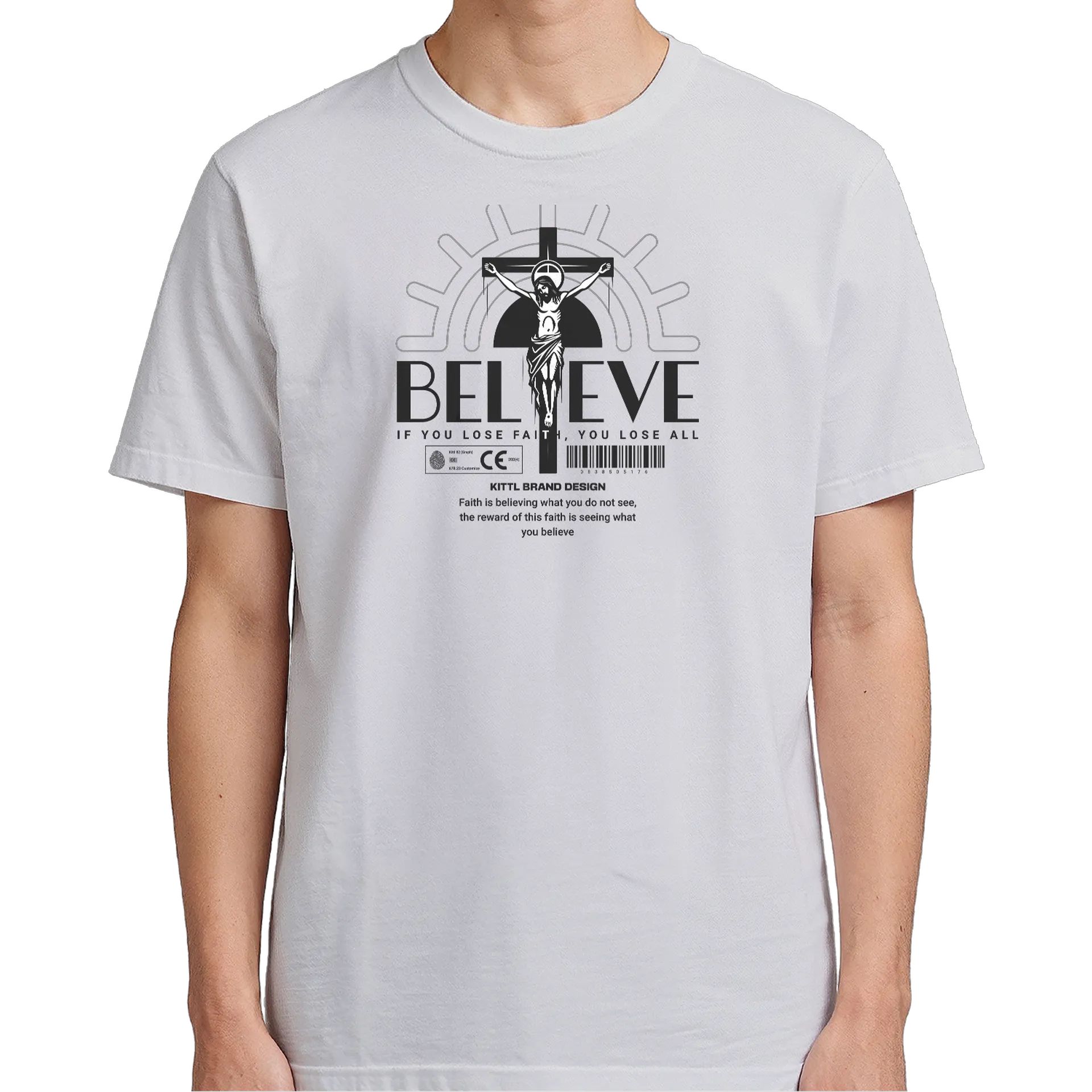 Camiseta Estampa Cruz Cristo 100% Algodão - Imagem 5
