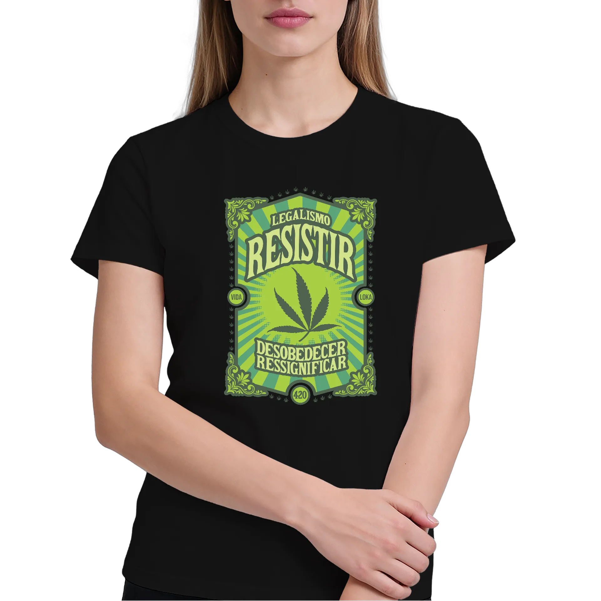 Camiseta Legalismo Resistir 100% Algodão Preto - Imagem 4