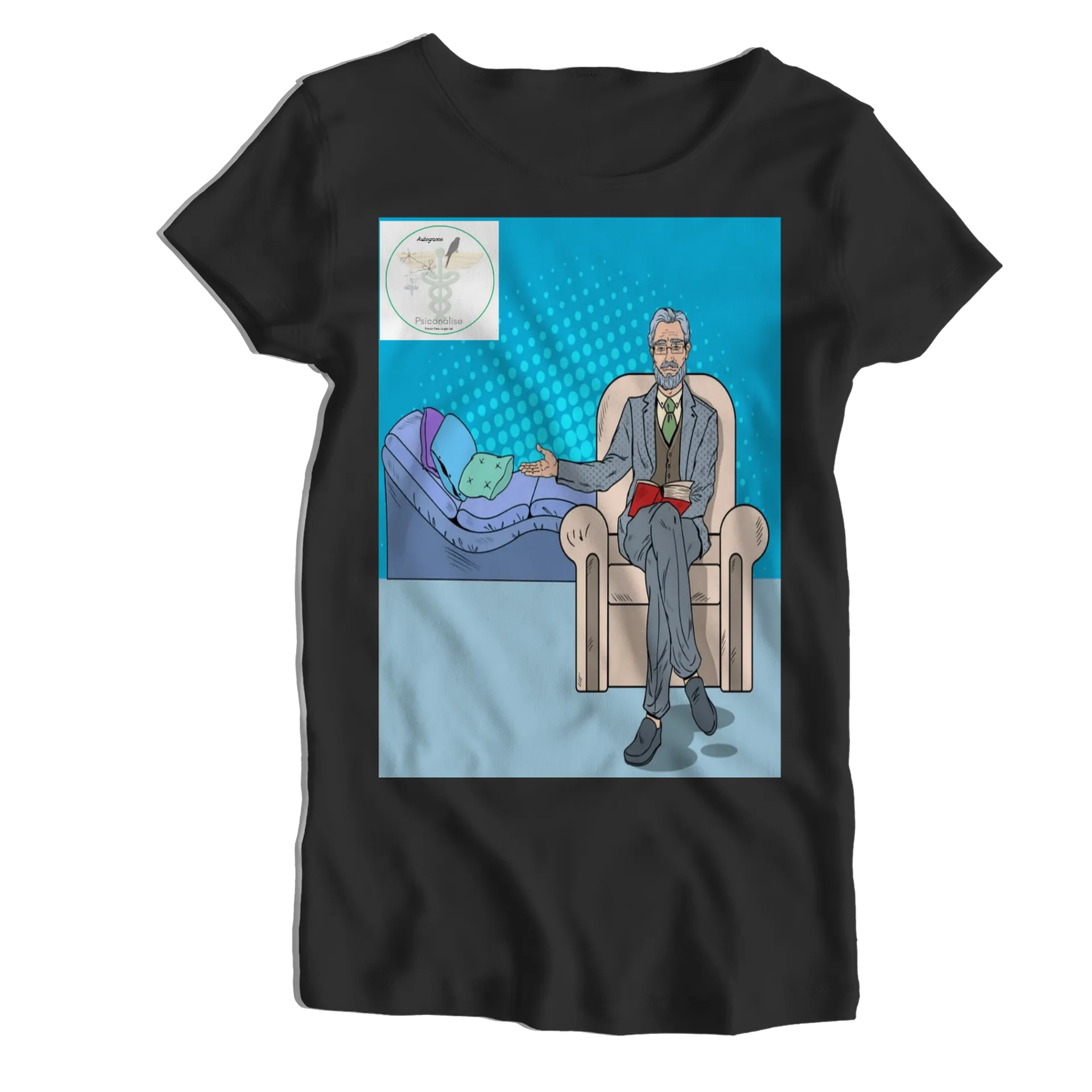 Camiseta Babylook Psicologia Estampa Cartoon 100% Algodão - Imagem 1
