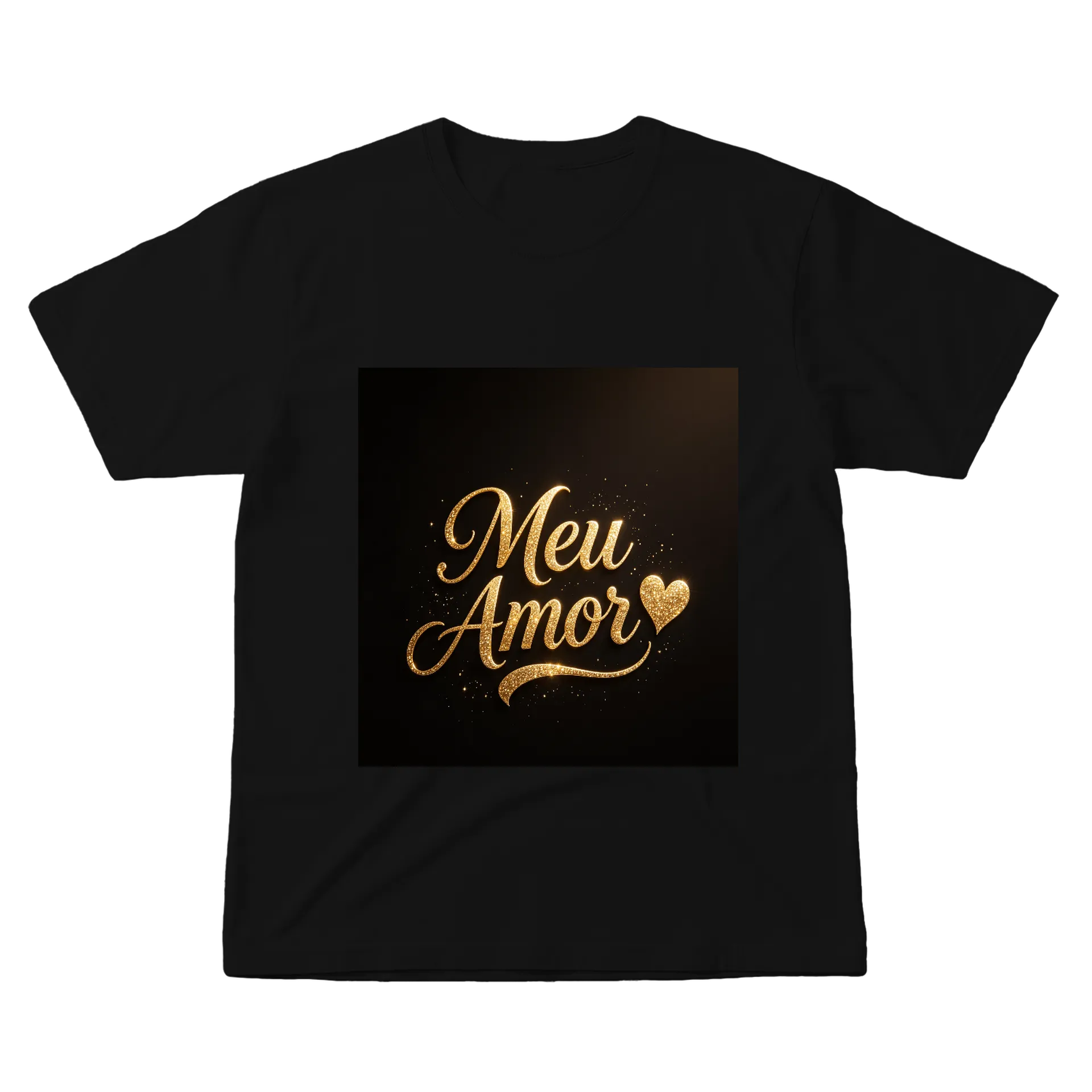 Camiseta Mens Amor Ouro Glitter 100% Algodão - Imagem 1