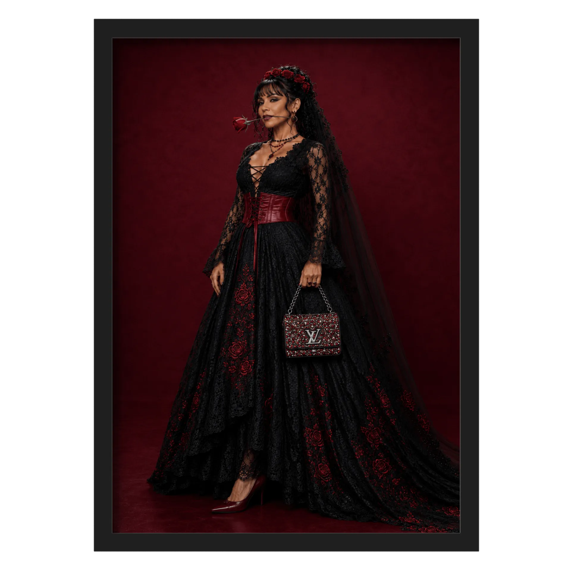Quadro Eventos Noir Red Queen A3 MDF e Vidro - Imagem 1