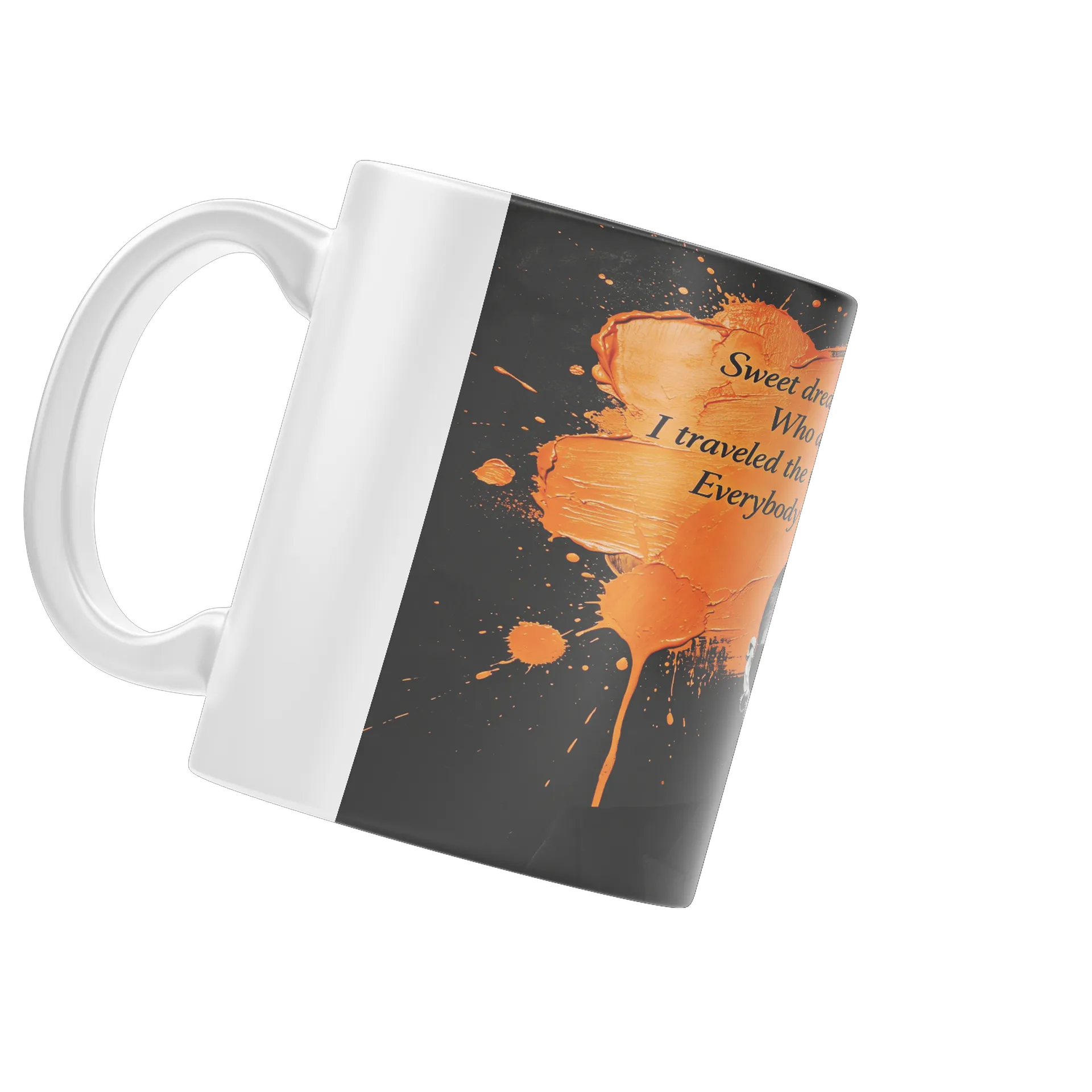 Caneca Frase Tipográfica Retrato Preto e Laranja 325ml - Imagem 3