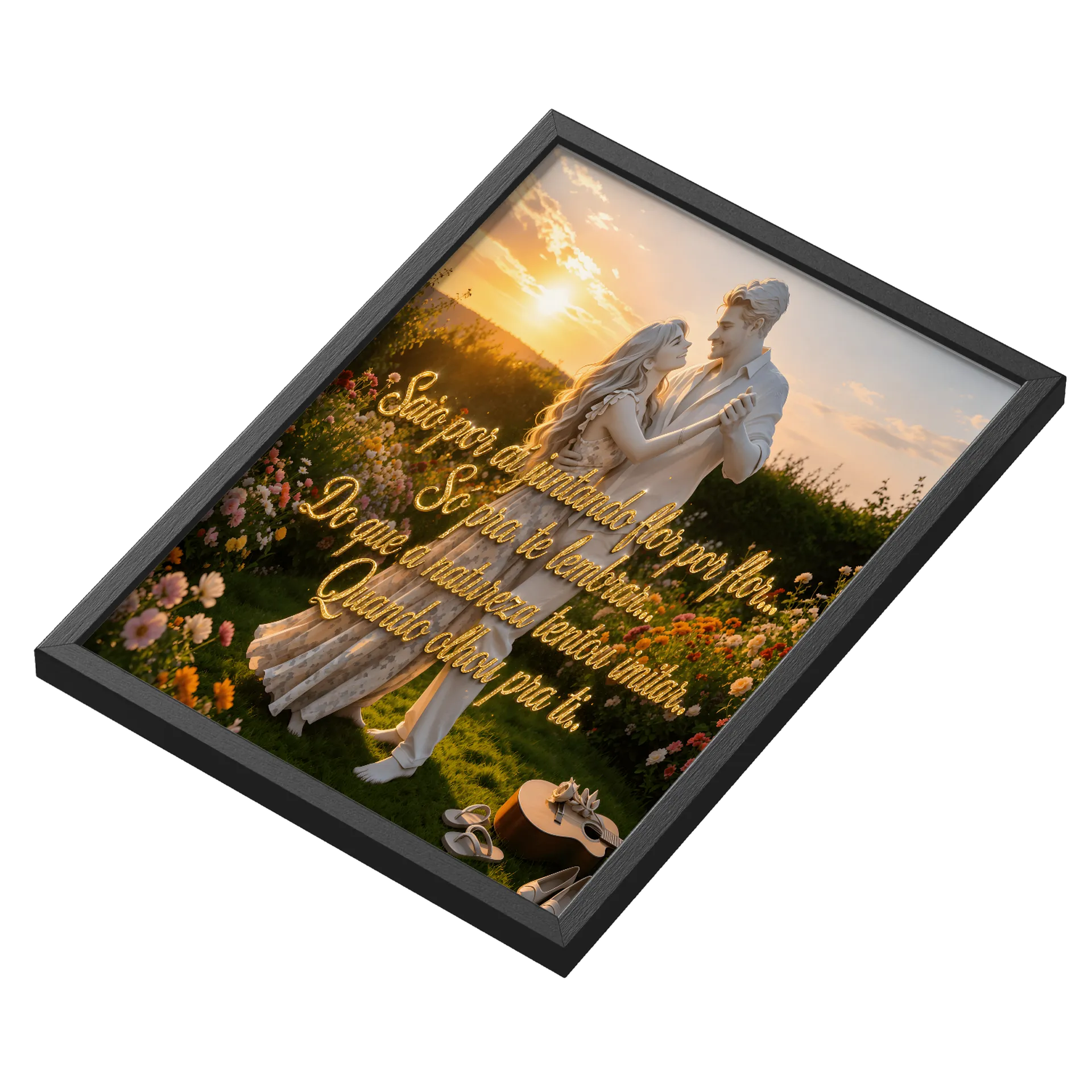 Quadro Casal Dança no Campo A3 MDF e Vidro - Imagem 3