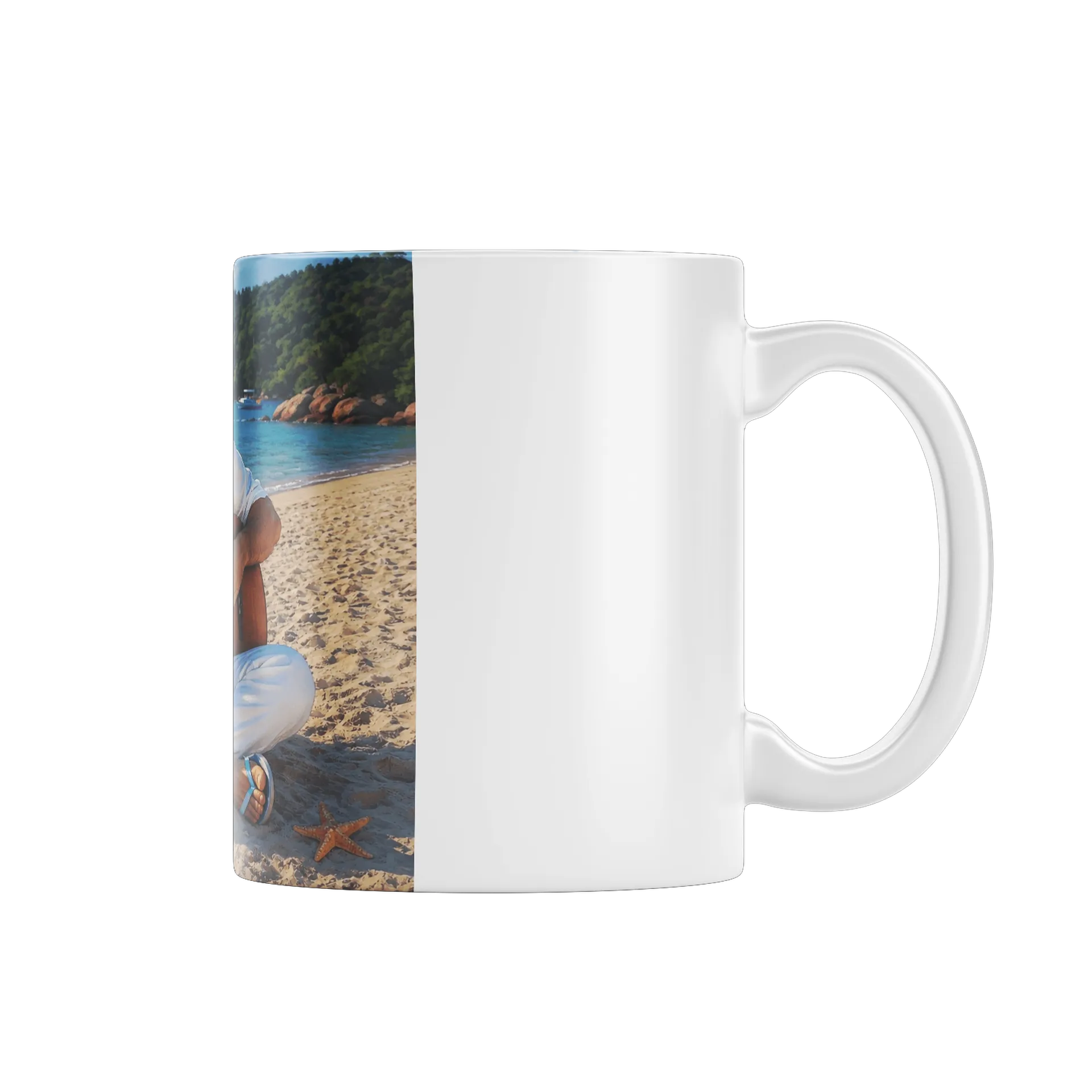 Caneca Porcelana Casal Violão Praia 325ml - Imagem 1