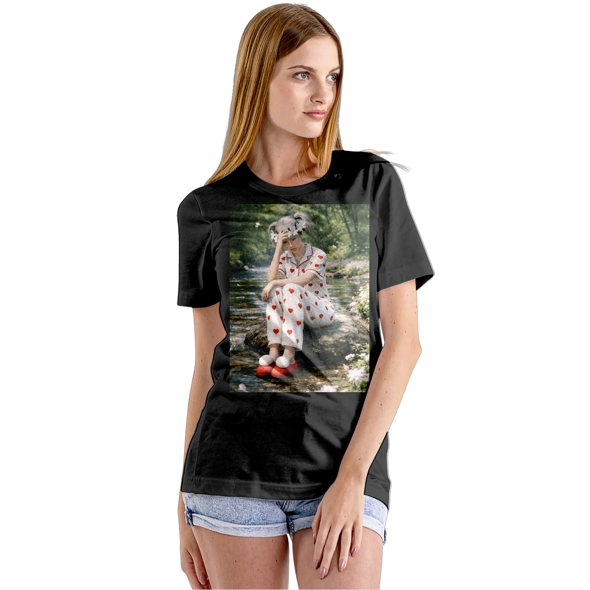 Camiseta Babylook Estampa de Corações 100% Algodão - Imagem 5