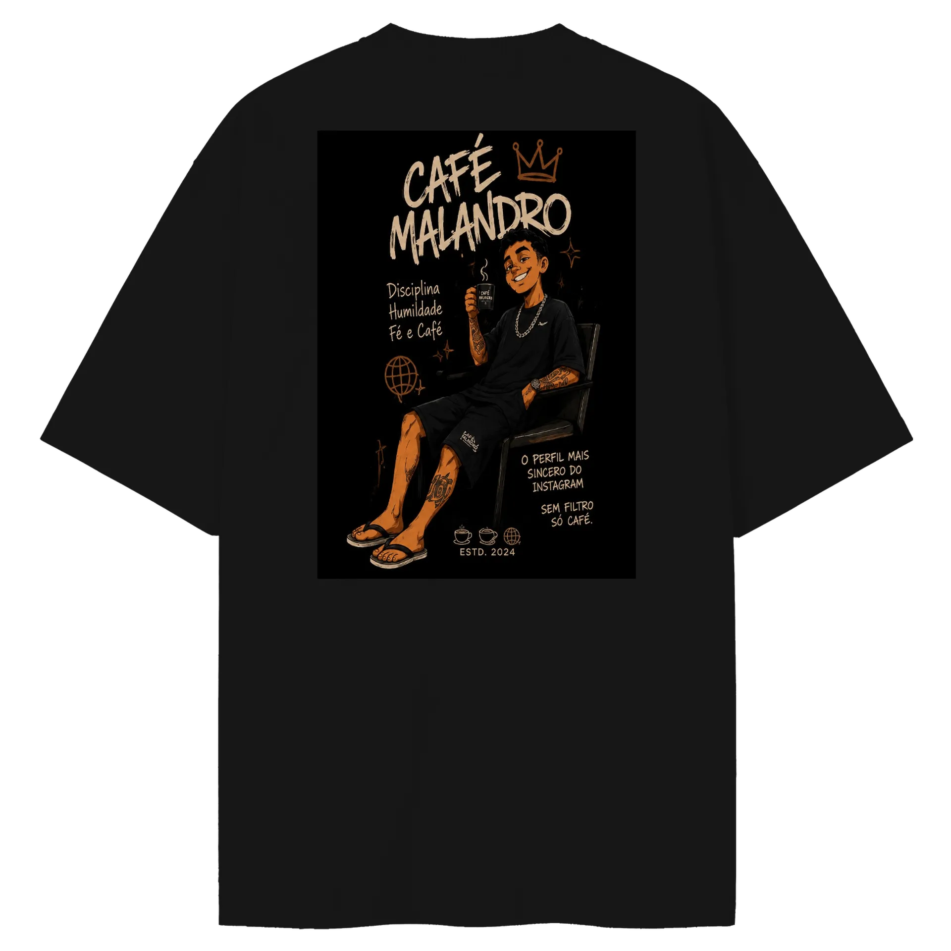Camiseta Oversized de Café malandro ☕