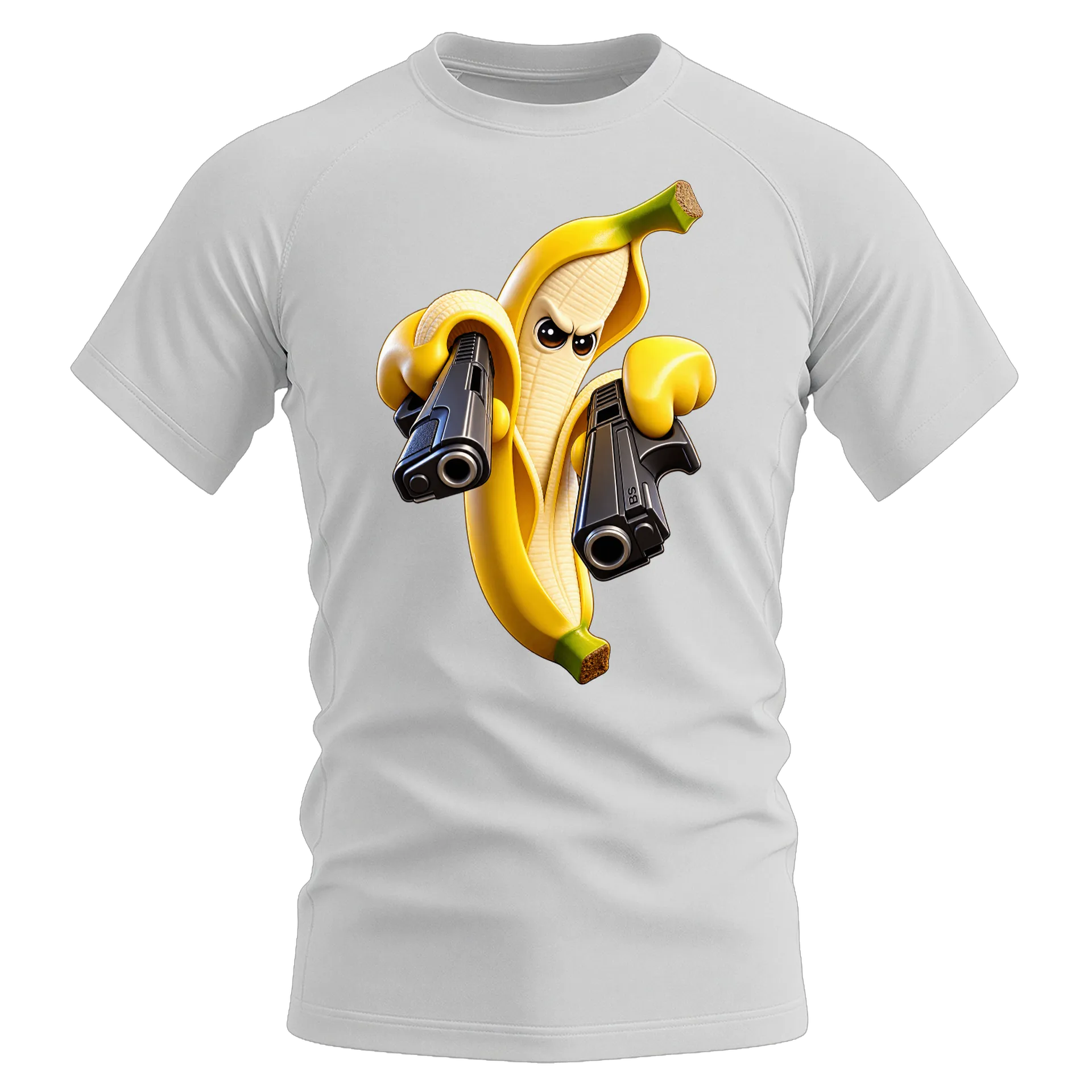 Camiseta Dry Fit Banana Cartoon com Pistolas Amarelas - Imagem 1