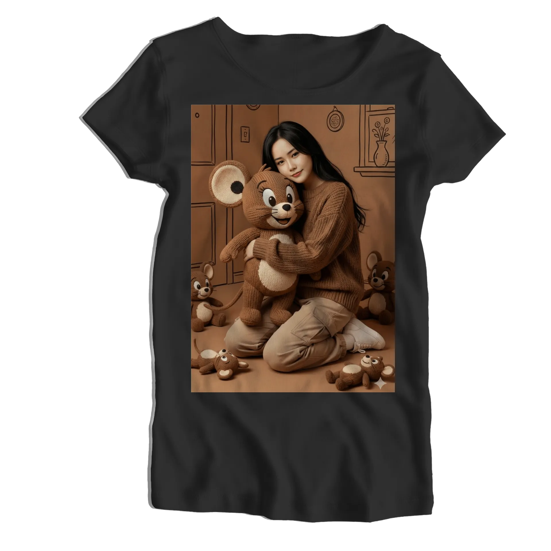 Camiseta Babylook Camundongo de Pelúcia Cartoon 100% Algodão - Imagem 1