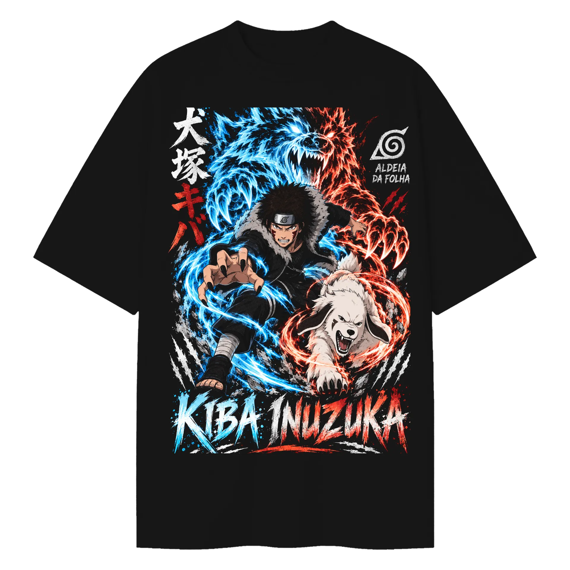 Camiseta Oversized Kiba Inuzuka Anime Naruto Premium - Imagem 1