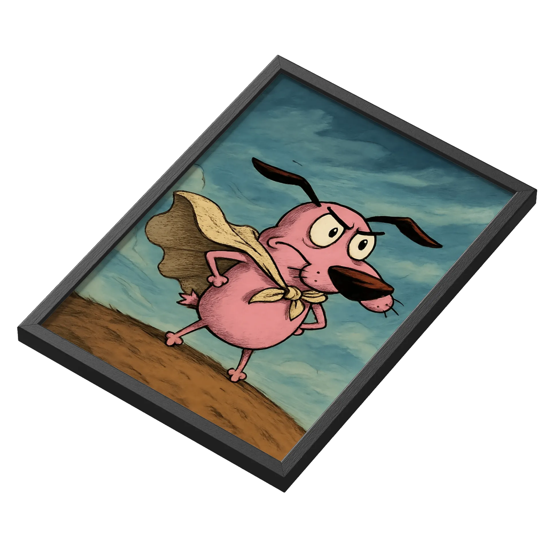 Quadro Cão Cartoon Super-Herói Rosa A3 com Vidro - Imagem 3
