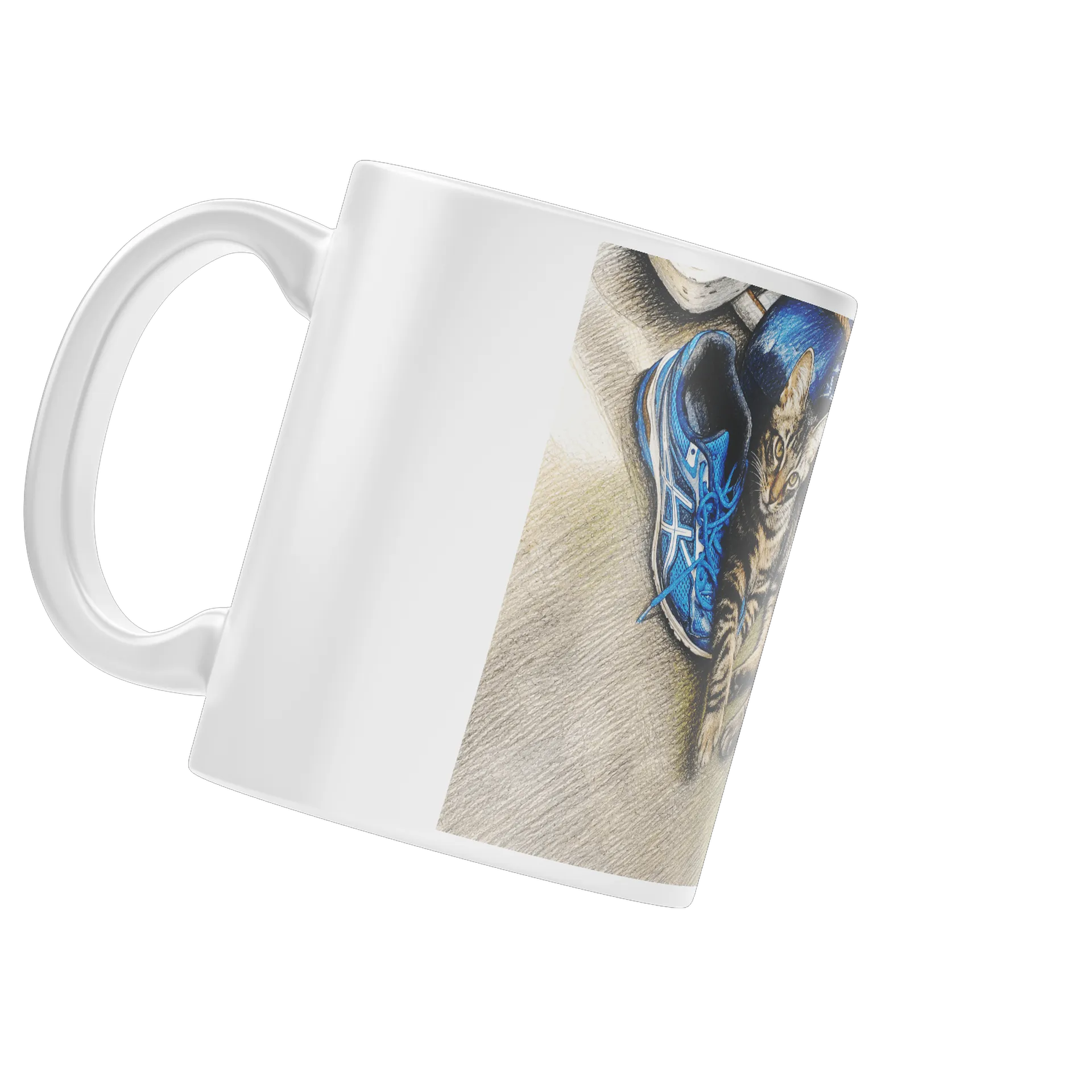 Caneca Porcelana Gato Listrado Azul 325ml - Imagem 4