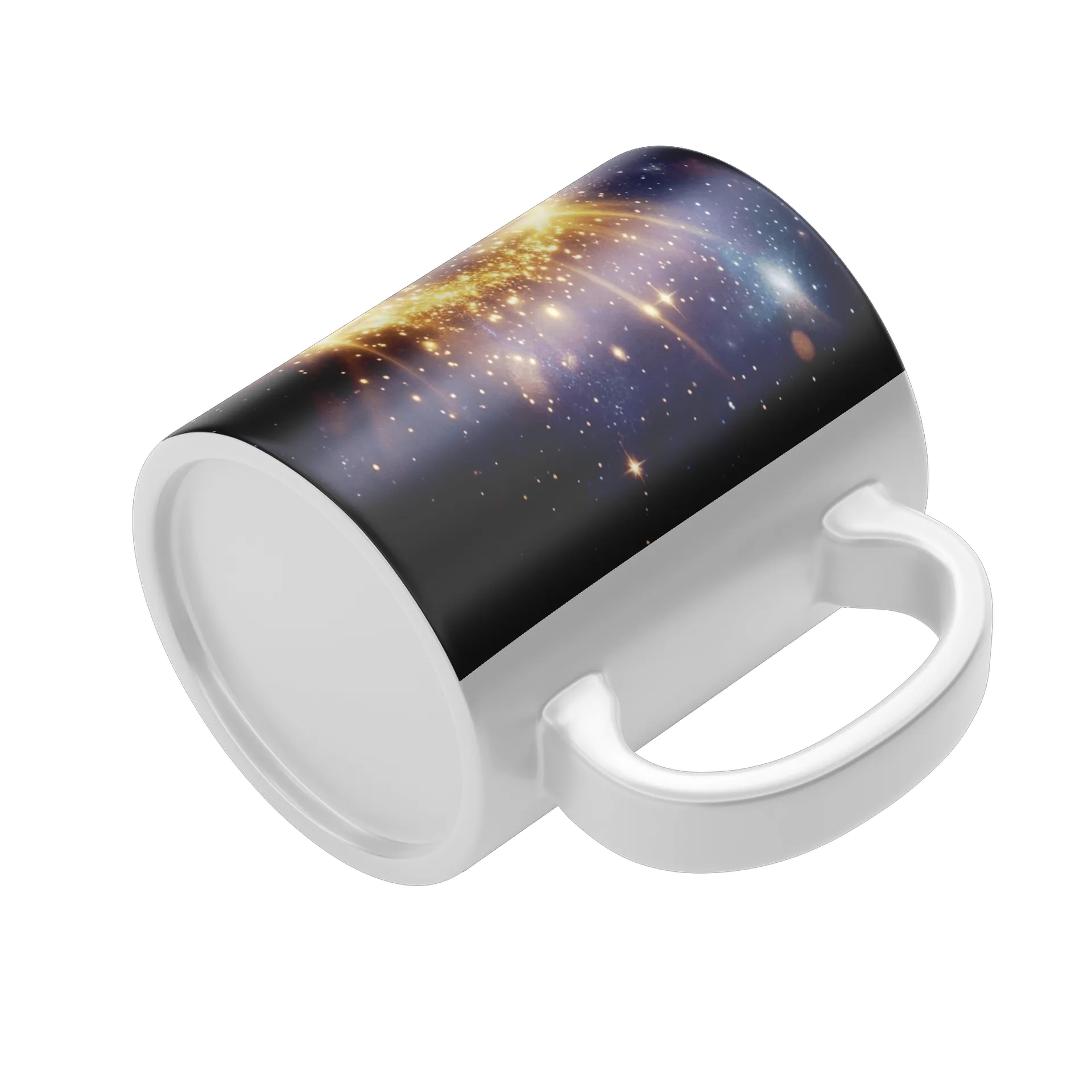 Caneca Estampa Tipográfica FE Dourado Universo Estrelado - Imagem 4