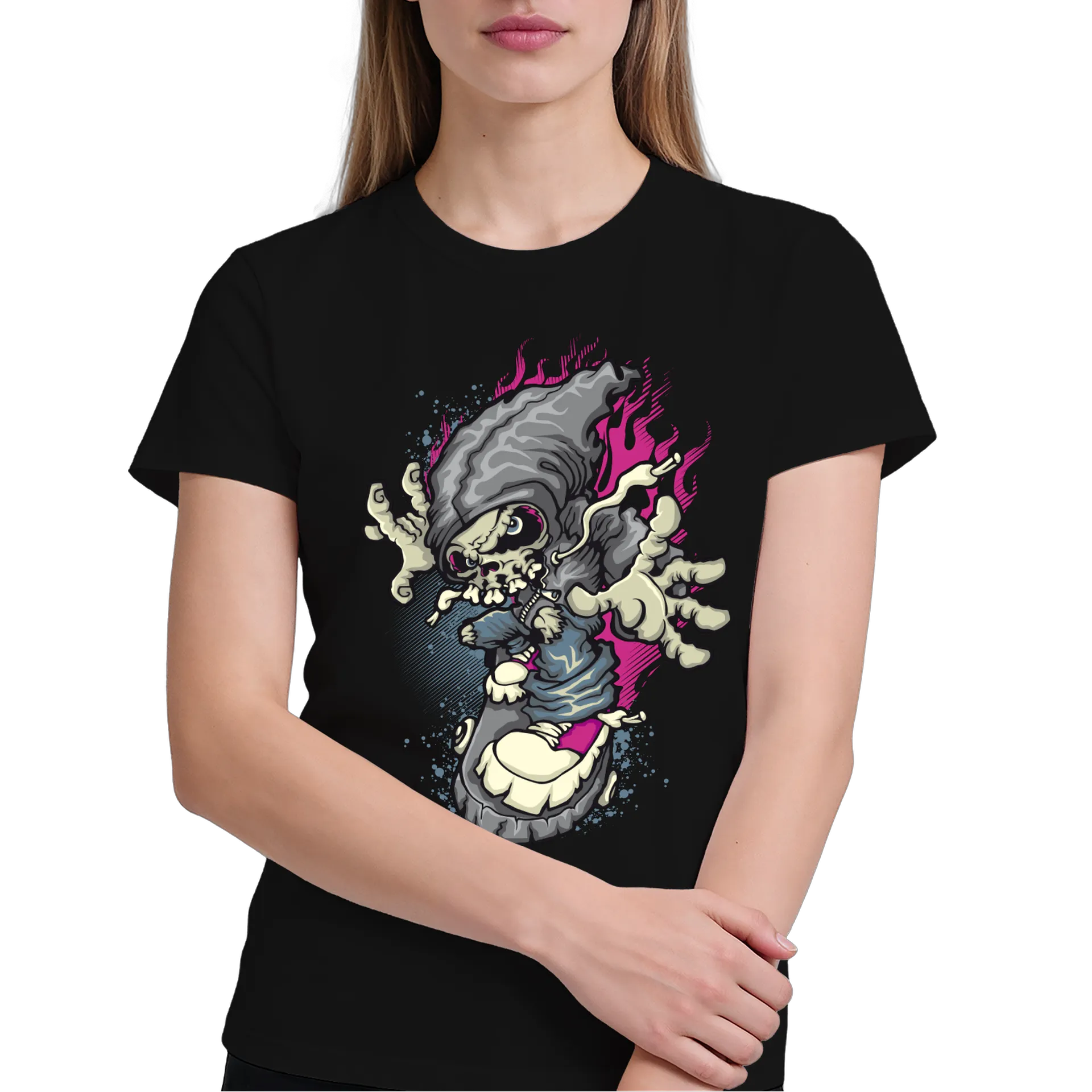 Camiseta Estampa Esqueleto com Moletom 100% Algodão - Imagem 4