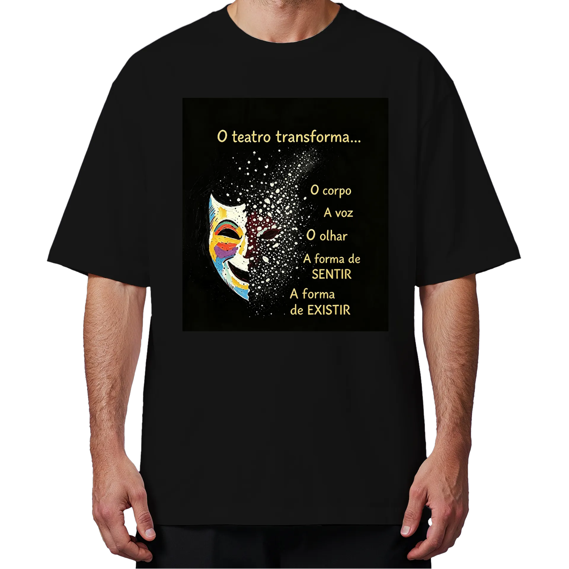 Camiseta Oversized Texto Poético A Forma de EXISTIR Preto - Imagem 4