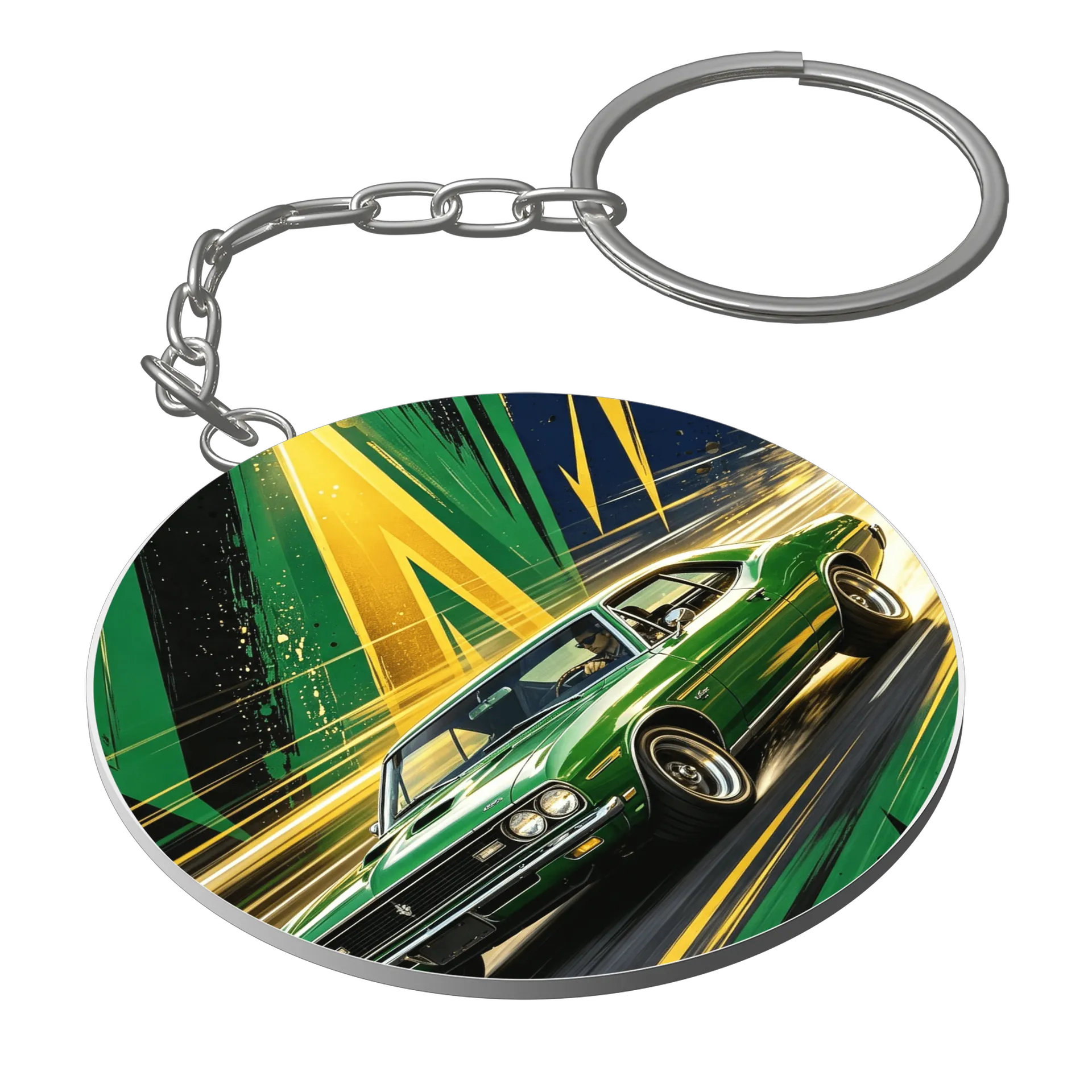 Chaveiro MDF Carro Clássico Verde Estampa Neon Arquivo de Xenovoid Studio 👽 — imagem 1 de 3