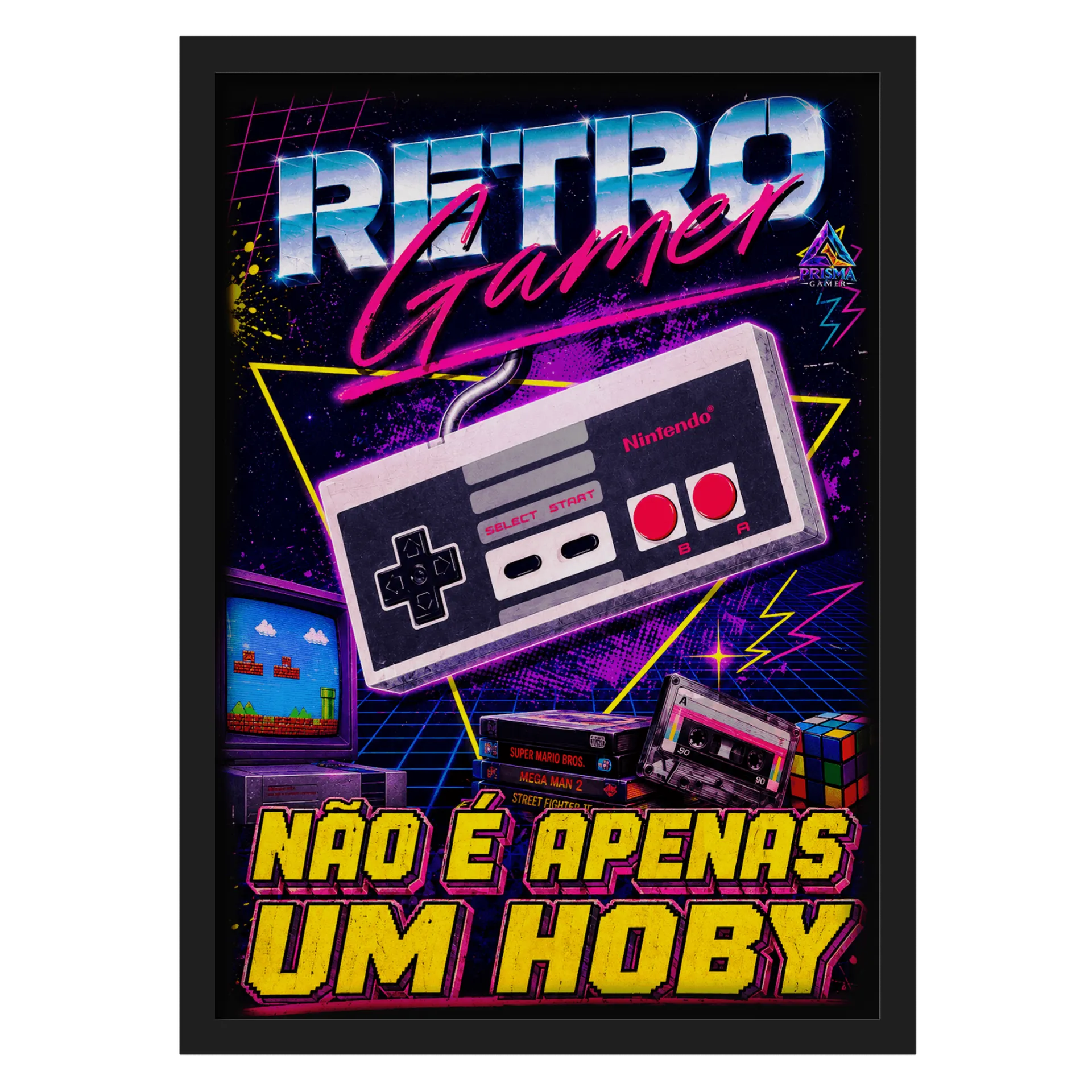 Quadro RETRÔ GAMER - Tamanho A3 personalizado Com Vidro - Imagem 1