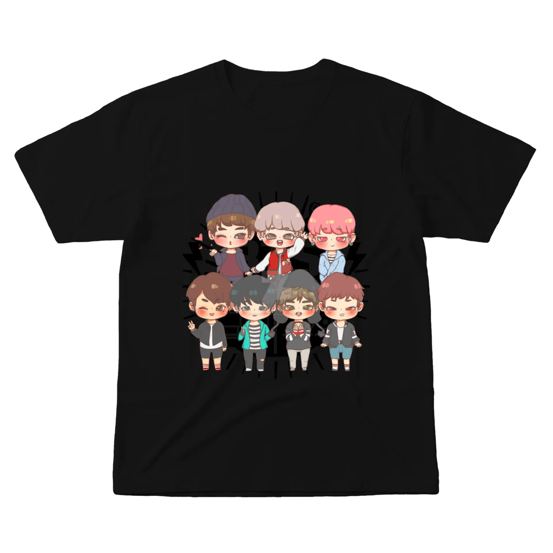 Camiseta Estampa Chibi Personagens Diversos 100% Algodão - Imagem 1