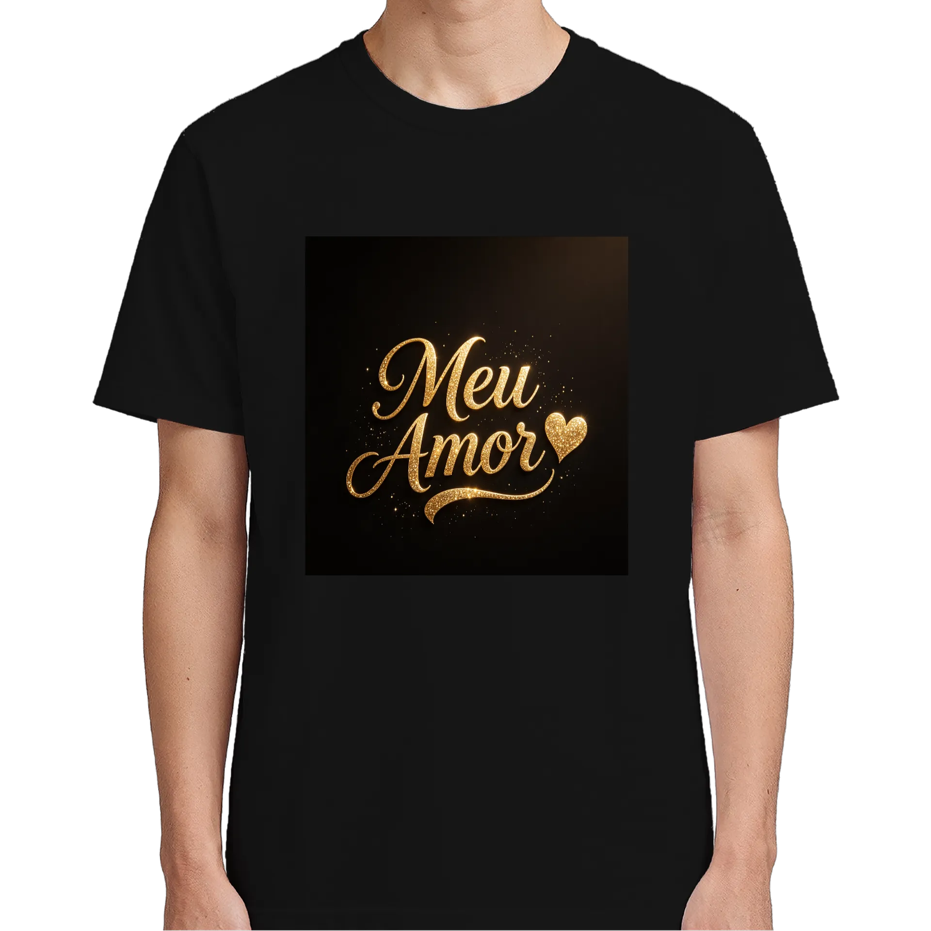 Camiseta Mens Amor Ouro Glitter 100% Algodão - Imagem 4