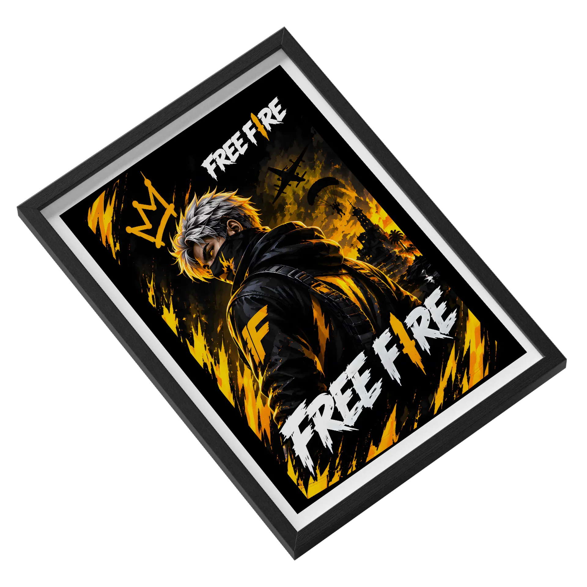 Quadro Free Fire Personagem Anime Preto e Amarelo A3 - Imagem 2