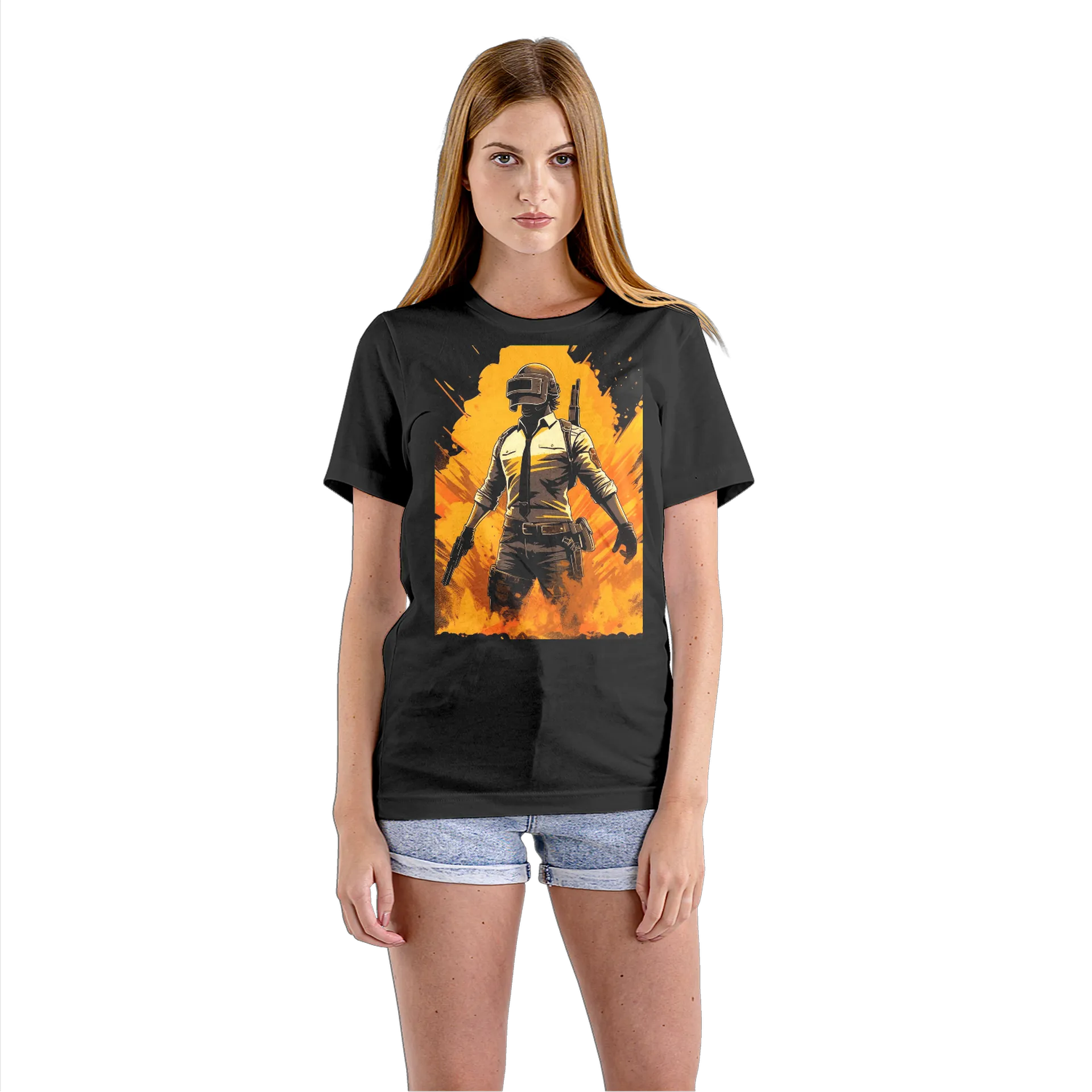 Camiseta Babylook Soldado com Capacete em Estilo Cartoon - Imagem 3