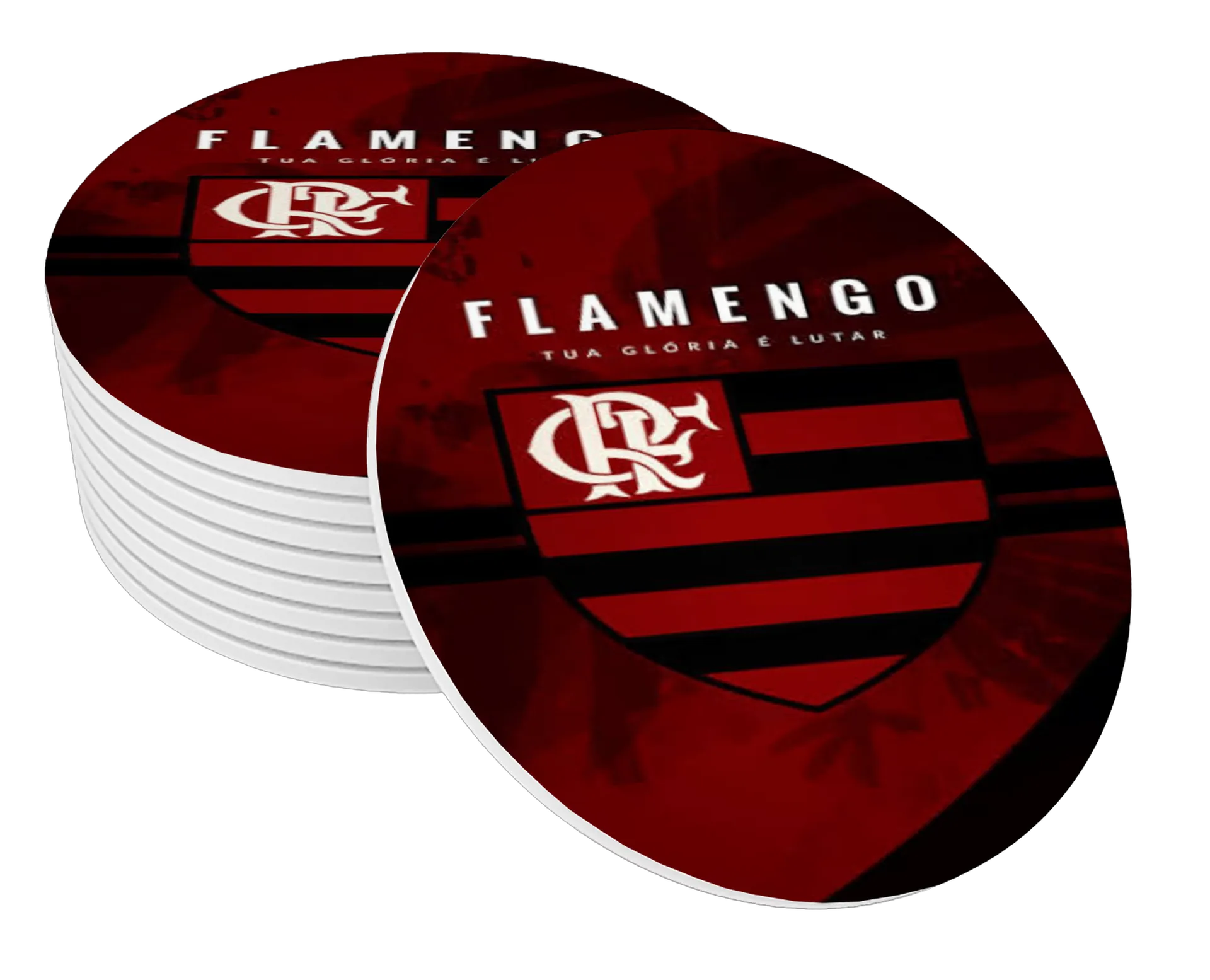 Porta-copo Flamengo Listras Vermelhas e Pretas MDF - Imagem 1