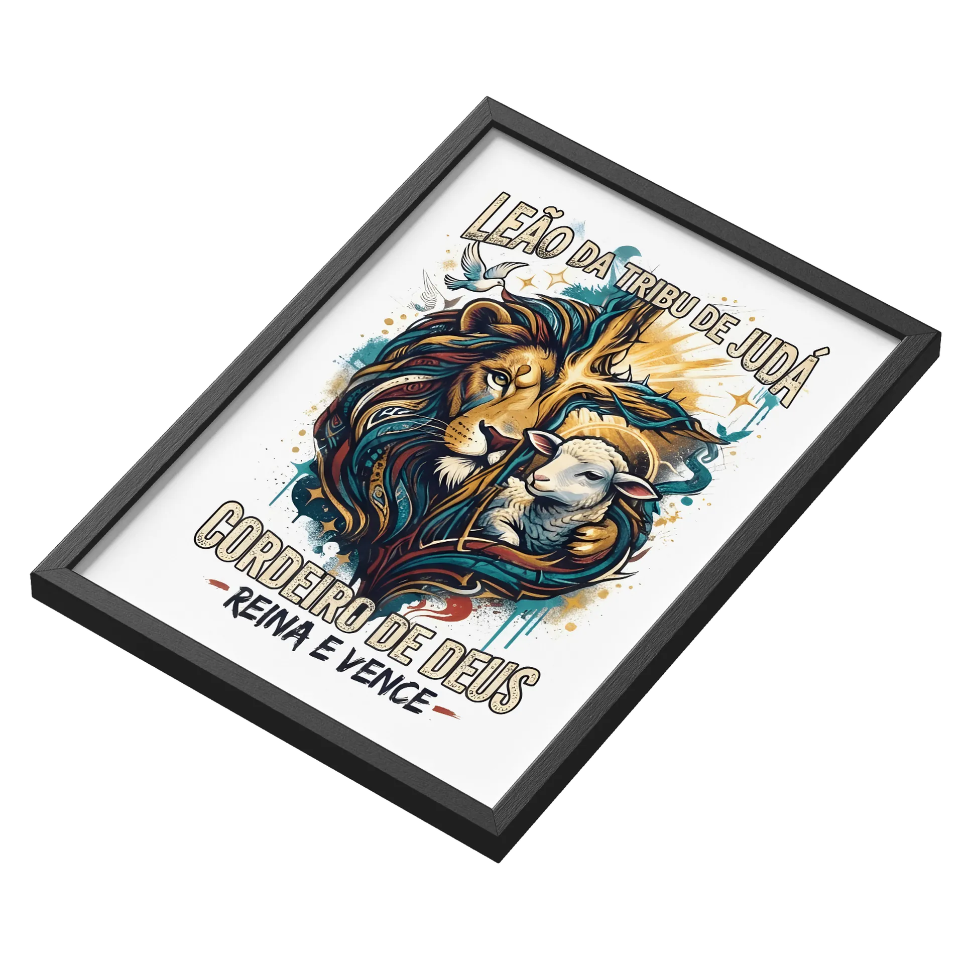 Quadro A3 personalizado Com Vidro leão e o cordeiro - Imagem 3