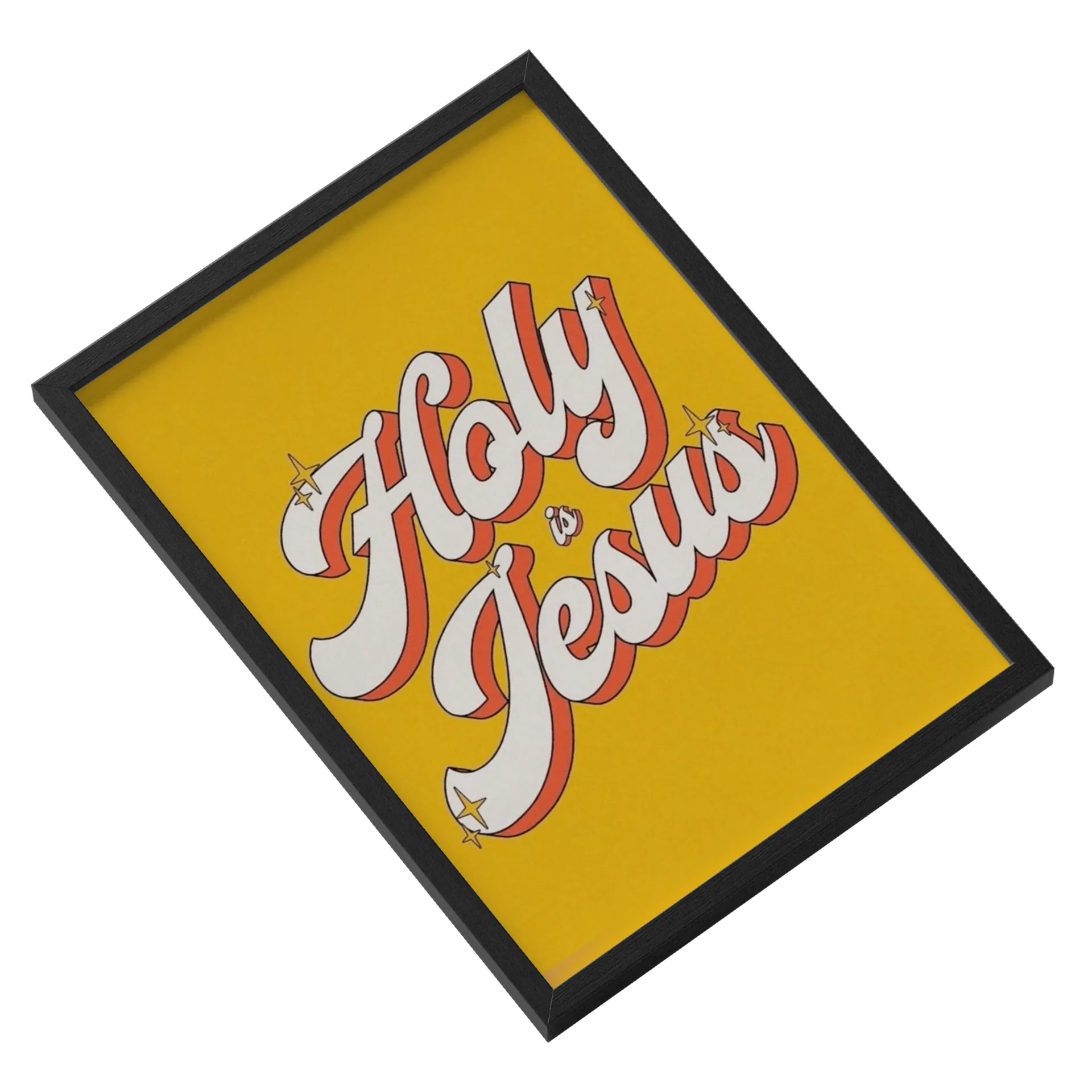Quadro Holy is Jesus Amarelo A3 MDF e Vidro de Teologia Entusiasta — imagem 2 de 3