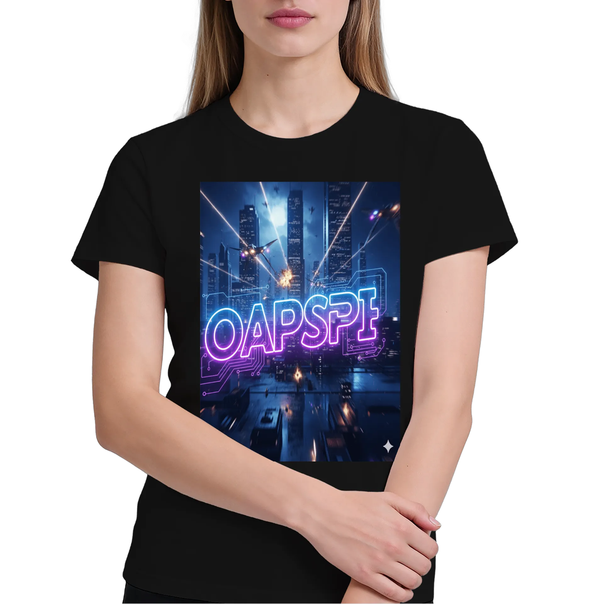 Camiseta Estampa Neon Futurista 100% Algodão - Imagem 4
