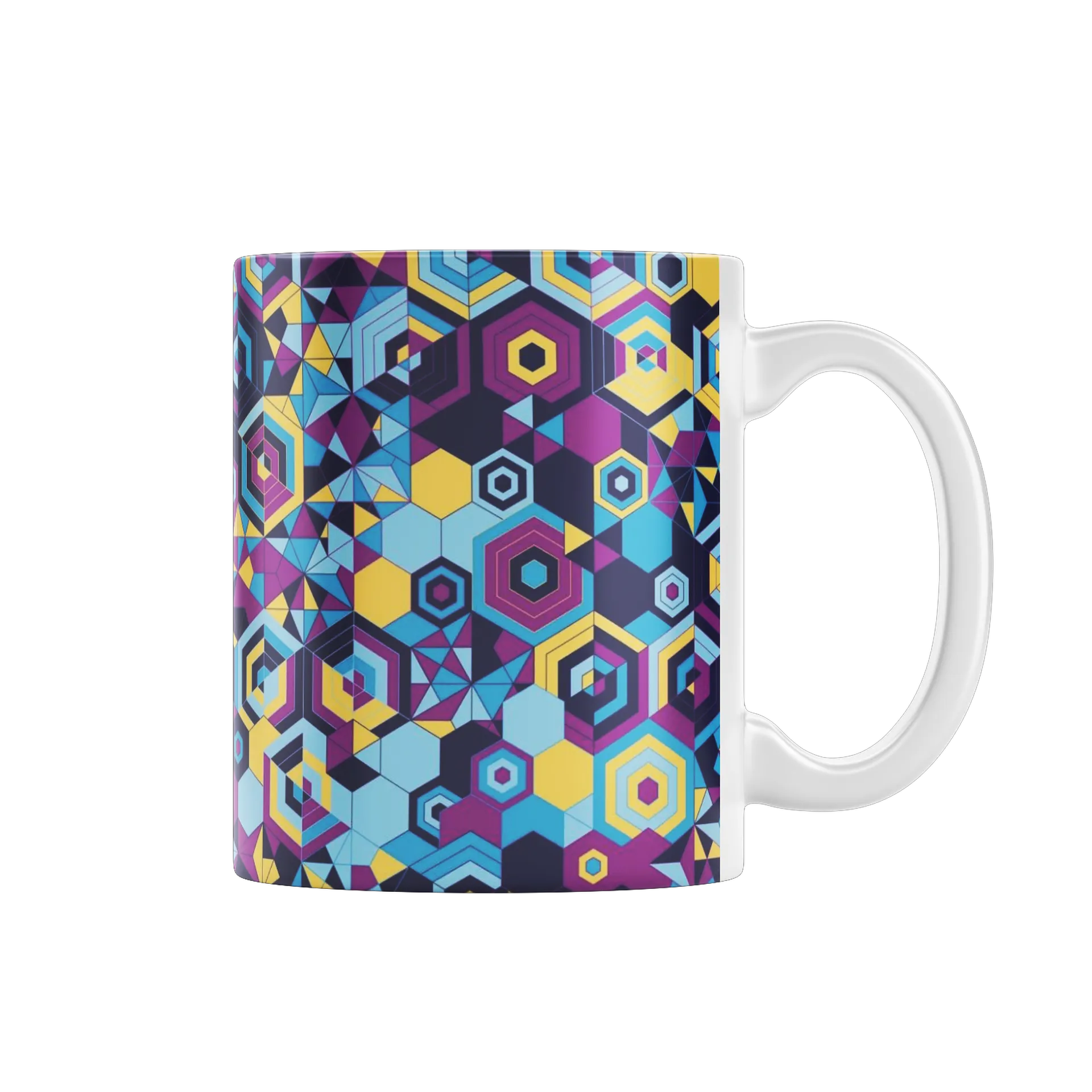 Caneca Porcelana Estampa Geométrica Colorida 325ml - Imagem 1
