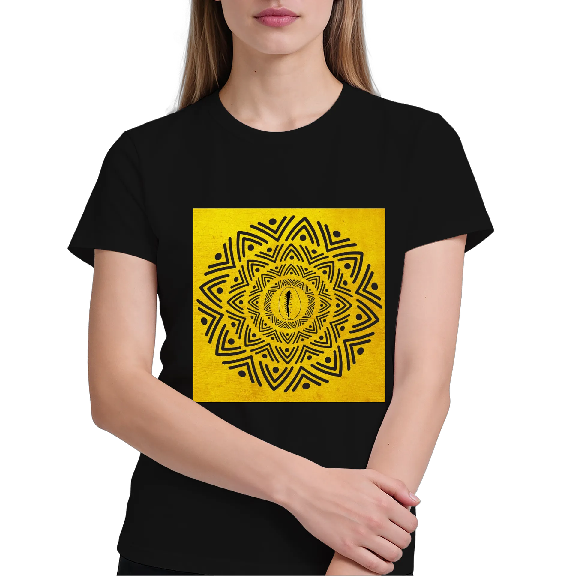 Camiseta Estampa Geométrica Amarela 100% Algodão - Imagem 4
