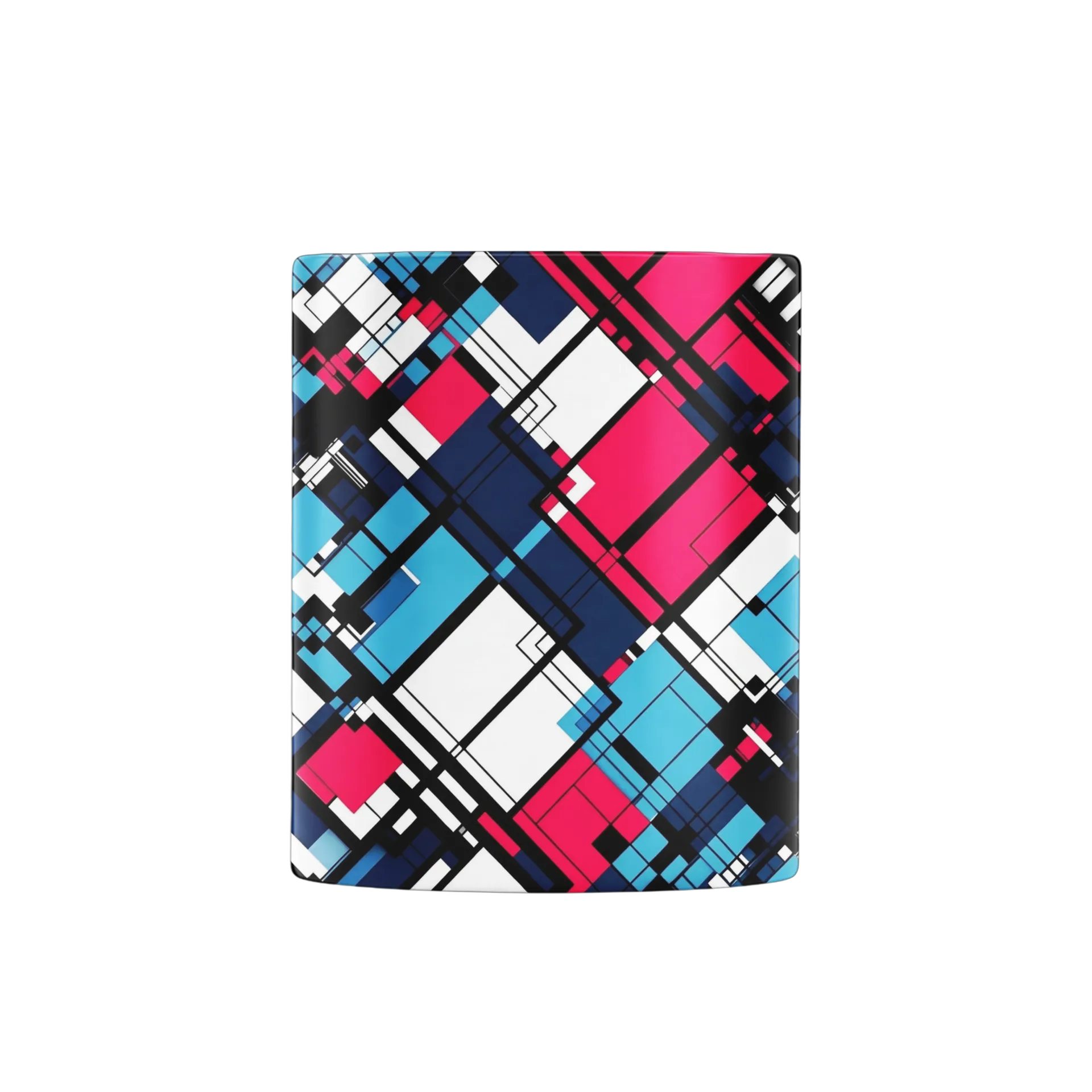 Caneca Porcelana Abstrata Geométrica Azul Branco Neon 325ml - Imagem 2
