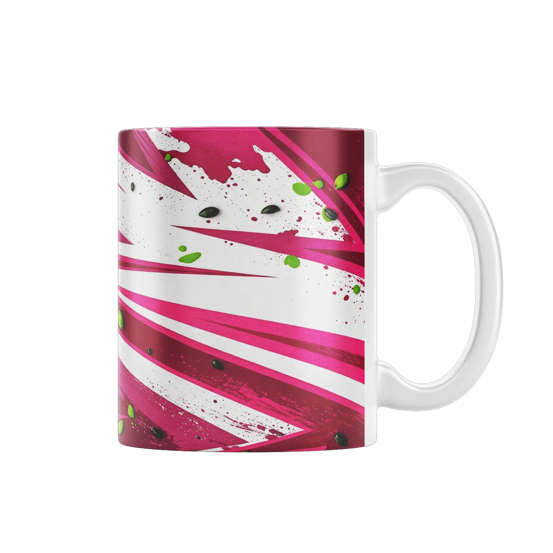Caneca Porcelana Estampa Abstrata Magenta Verde 325ml - Imagem 1