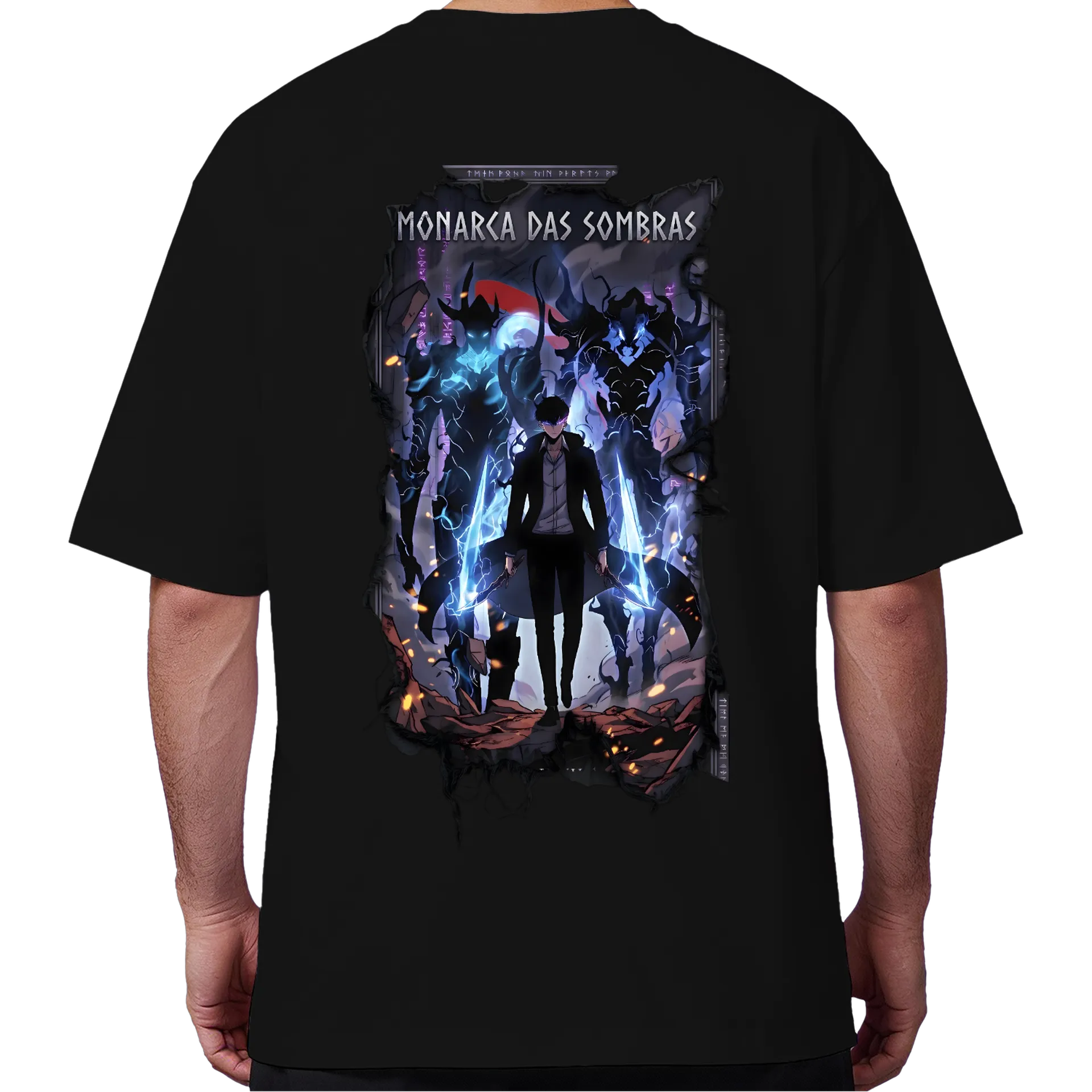 Camiseta Oversized Monarca das Sombras Estilo Anime Azul e - Imagem 6