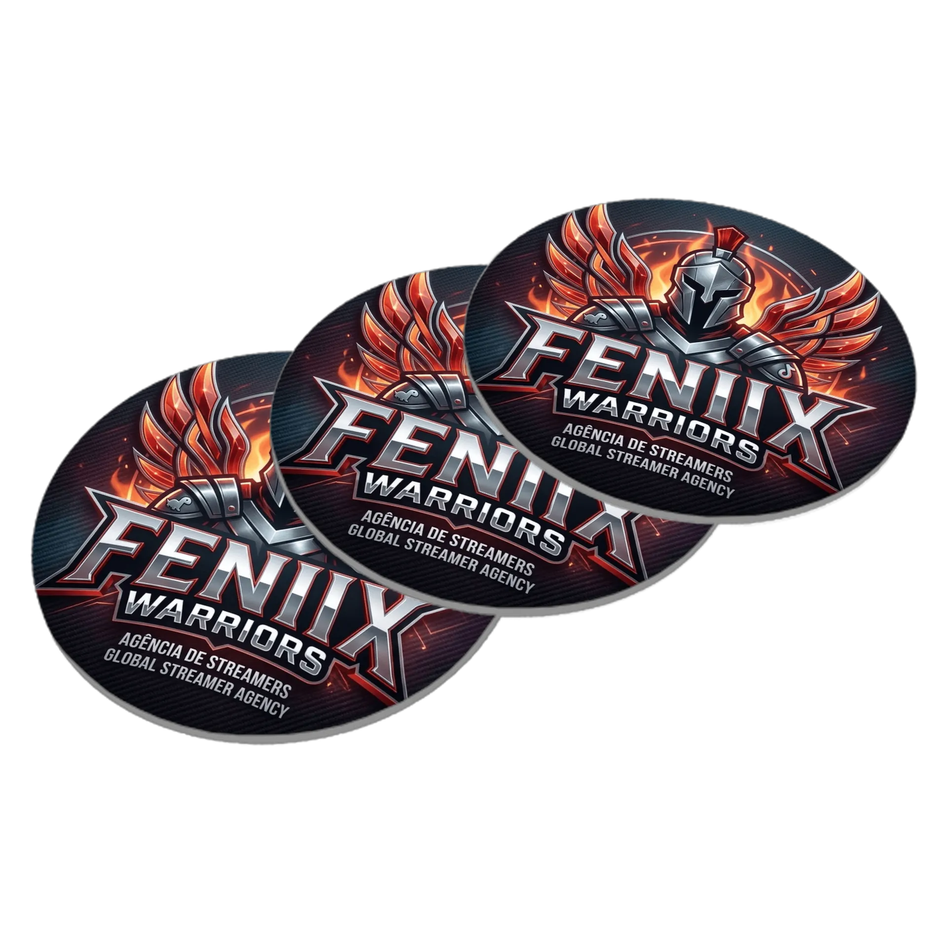 Porta-copo MDF Logotipo FENIIX Warriors 10x10cm de Agência Fênix Warriors